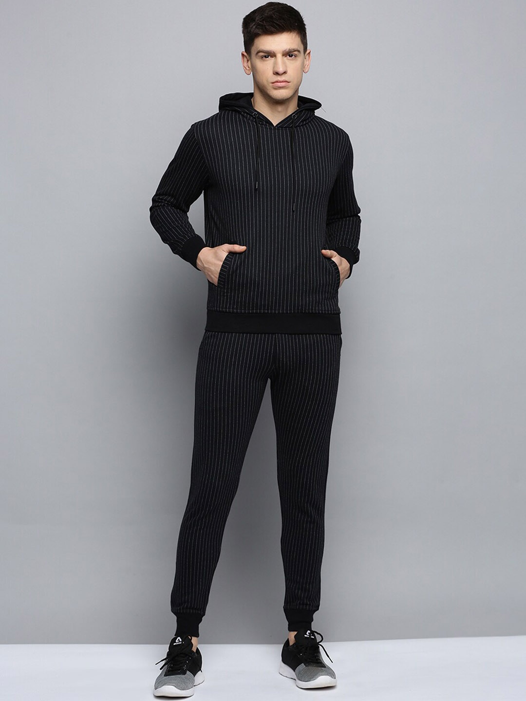 

SHOWOFF Men Striped Hooded Tracksuit, Black