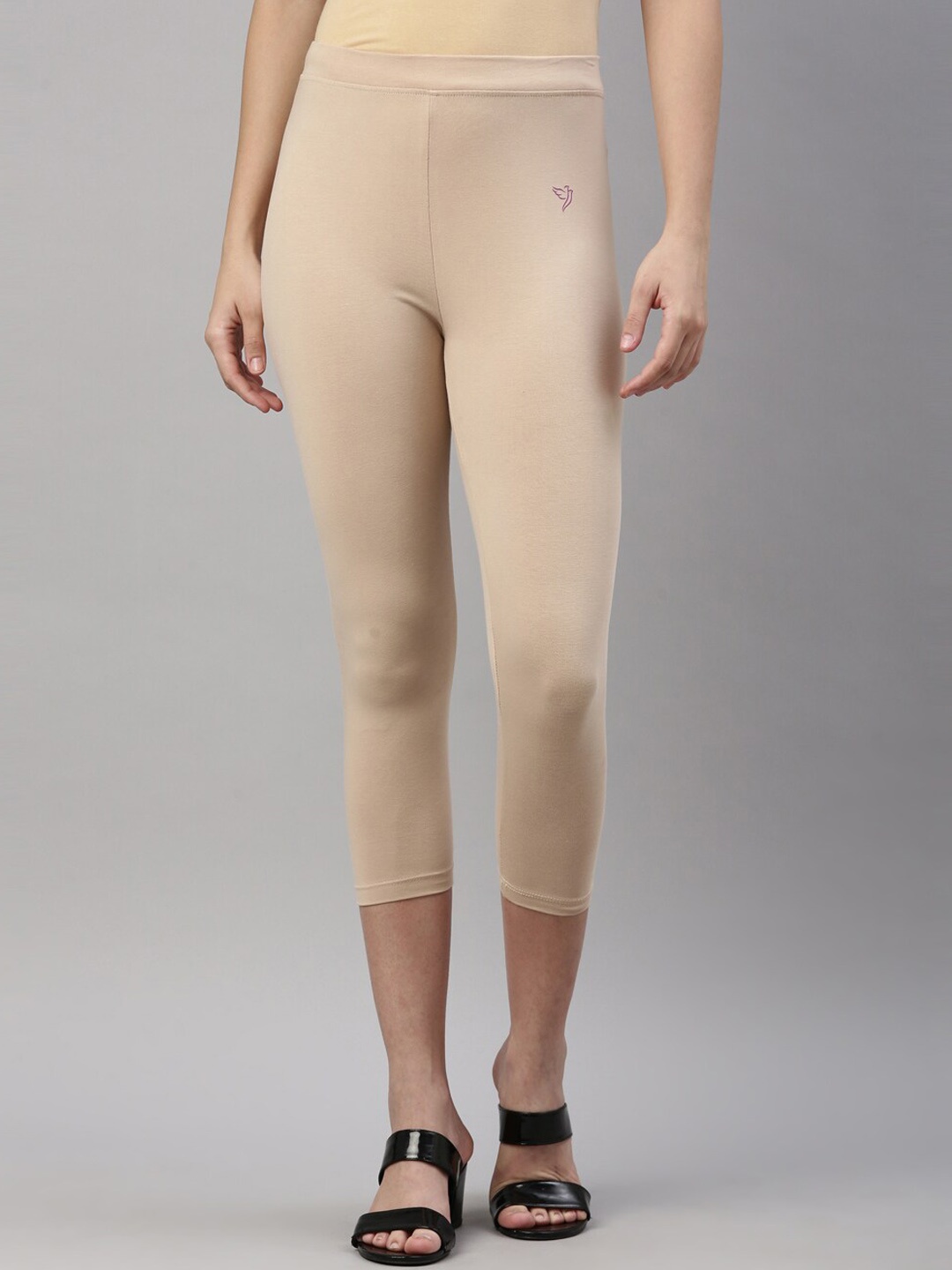 

TWIN BIRDS Women Solid Super Stretch Viscose Ankle Length Leggings with dupatta, Cream
