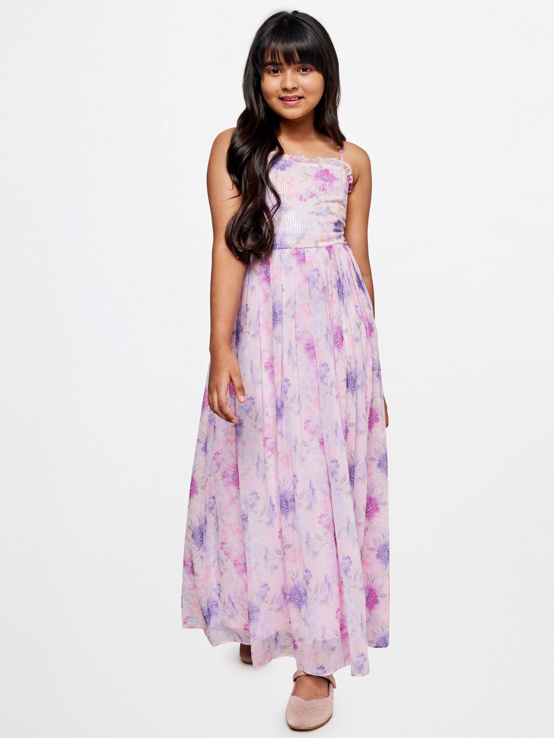 

AND Girls Sequined Floral Maxi Dress, Purple