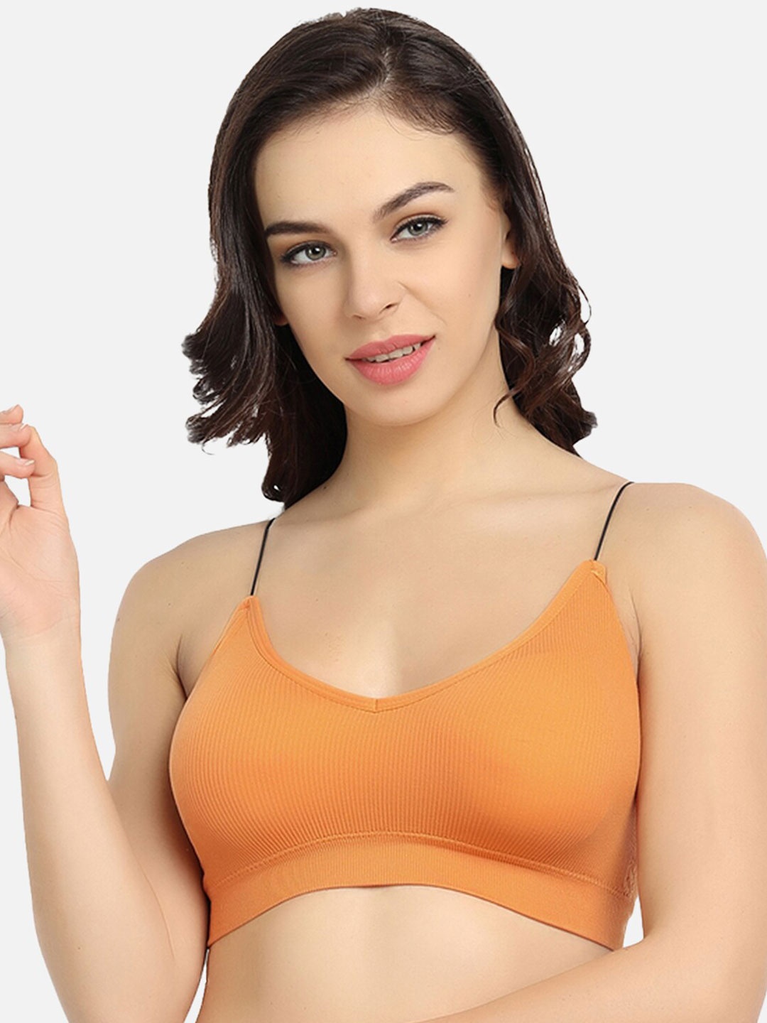 

Flenzy Lightly Padded Non-Wired All Day Comfort Seamless Bralette, Orange