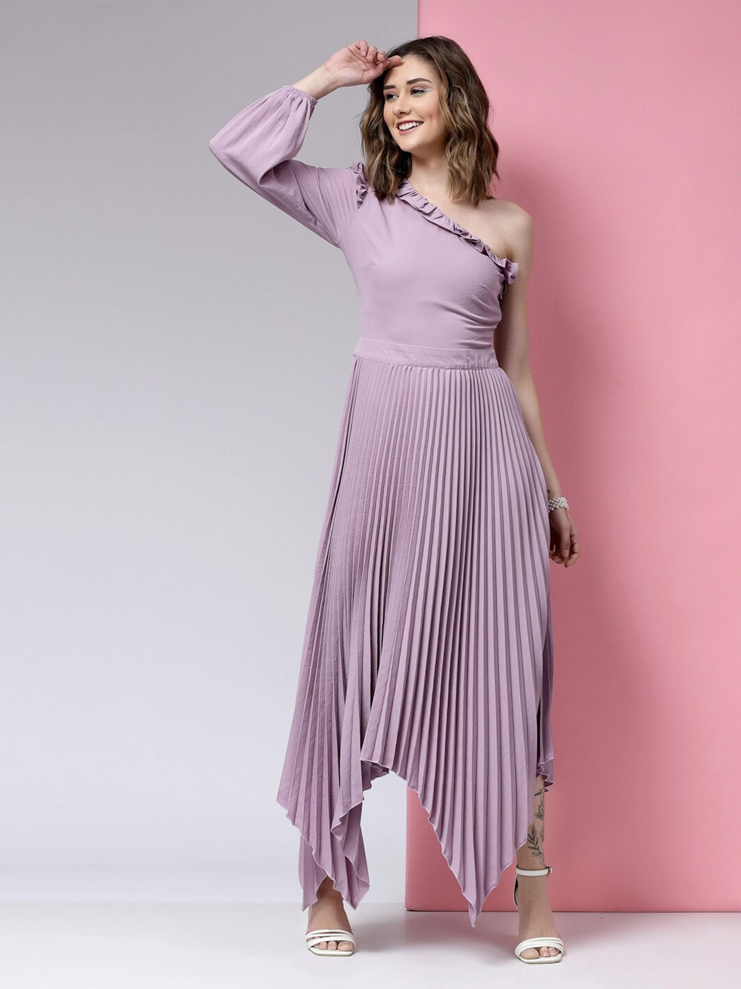

KASSUALLY One Shoulder A-Line Midi Dress, Purple