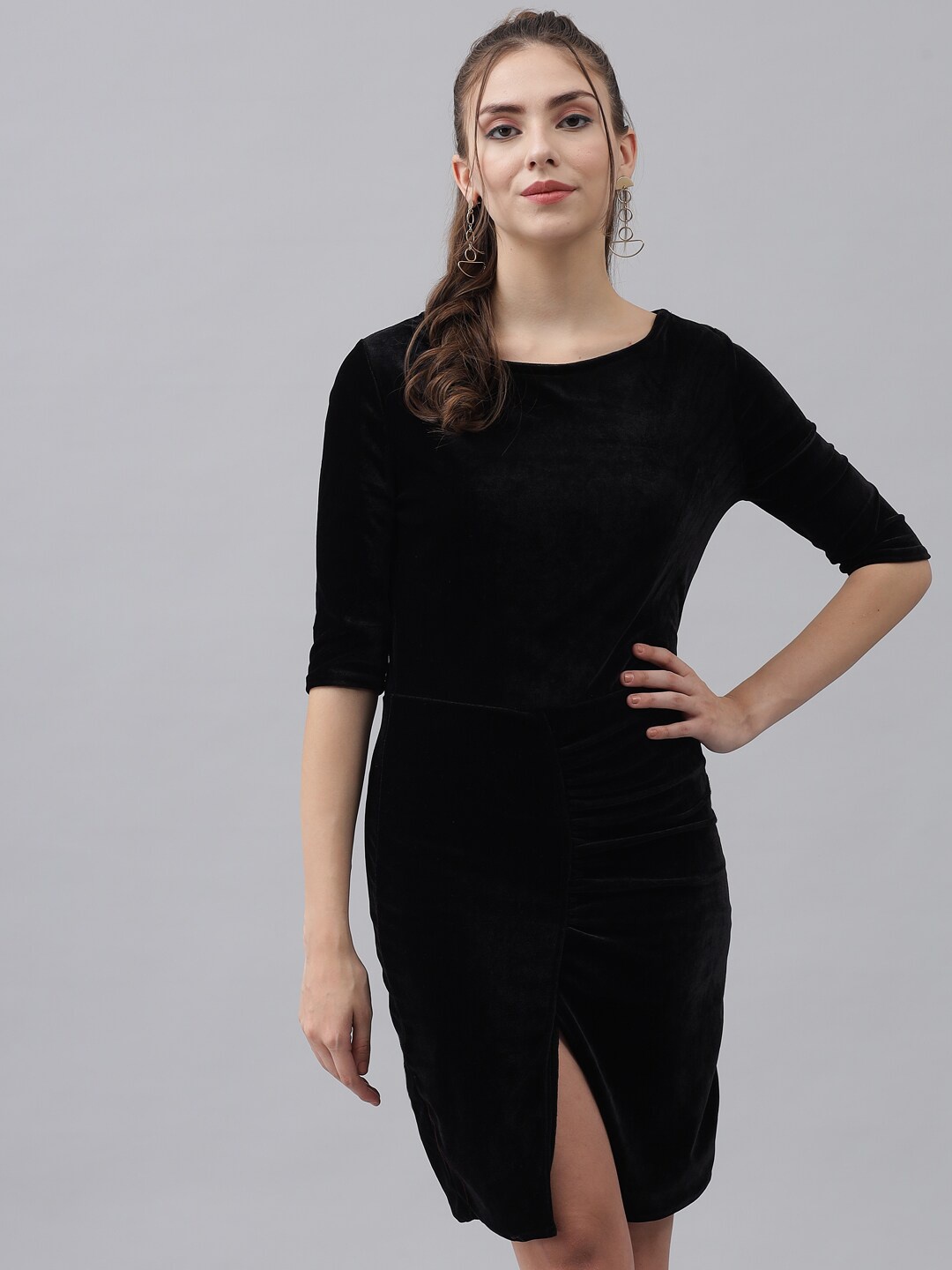 

VAARARO Round Neck Bodycon Dress, Black