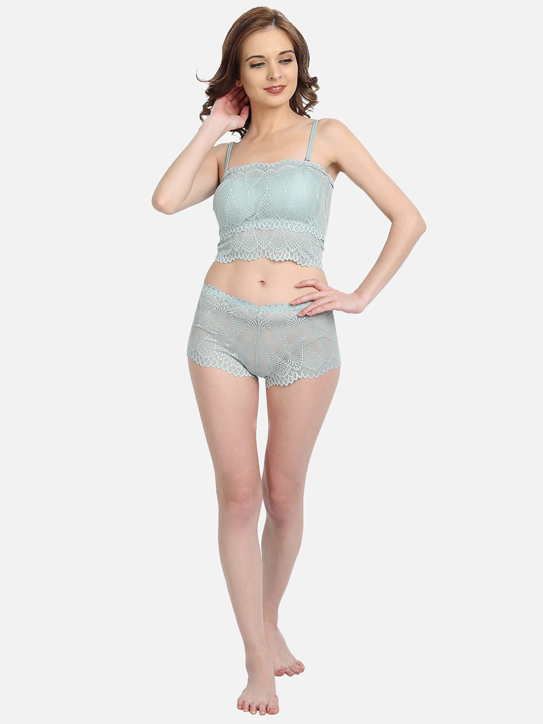 

Flenzy Lightly Padded Lace Lingerie Set MK004_LBL, Blue