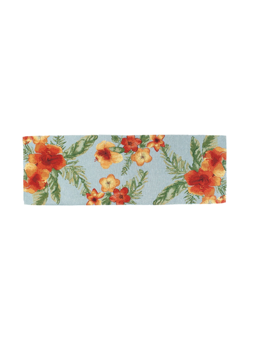 

AVI Living Blue & Orange-Colored Floral Jaquard Woven Table Runner