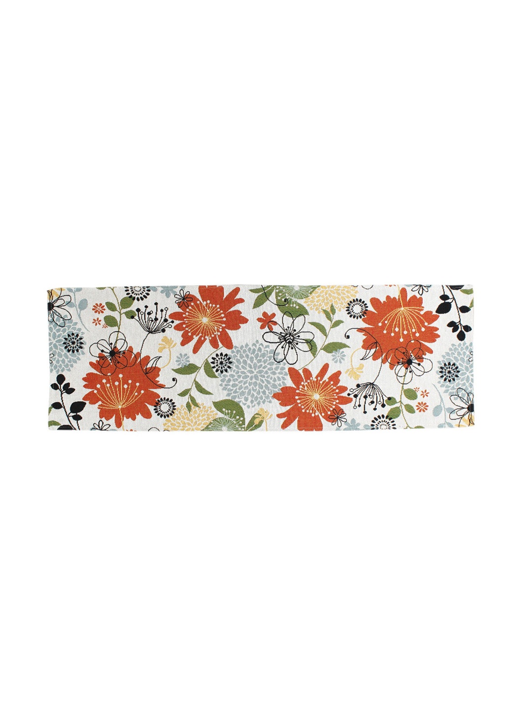 

AVI Living Blooming Off-White & Orange-Colored Floral Patterned Table Runner