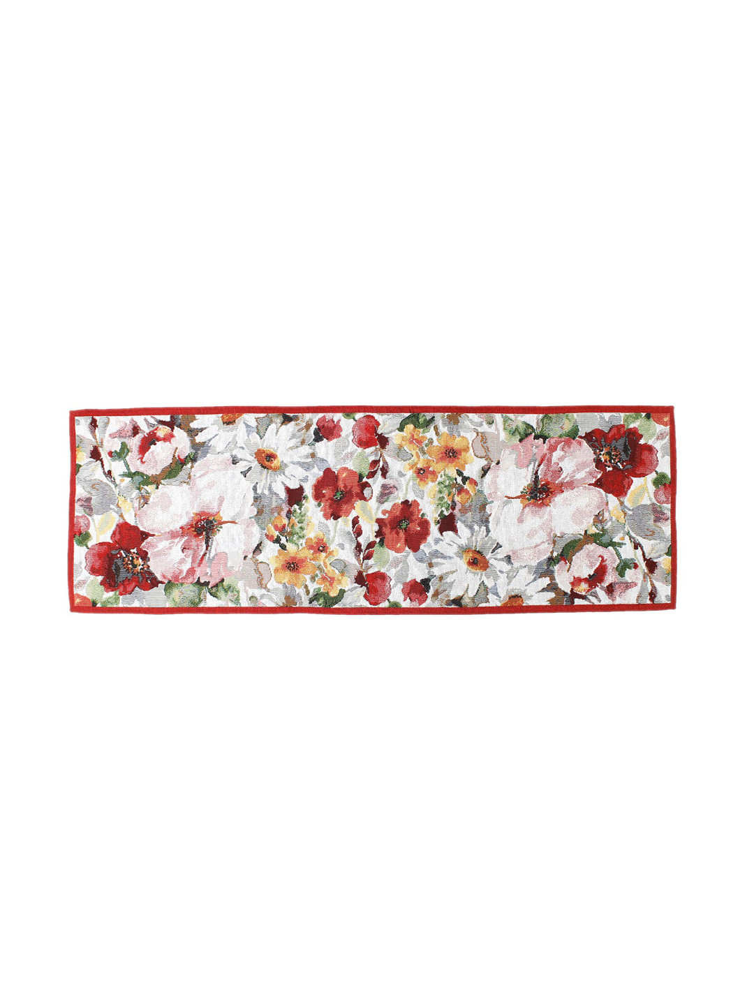 

AVI Living Exotic White & Red Floral Jaquard Woven Table Runner