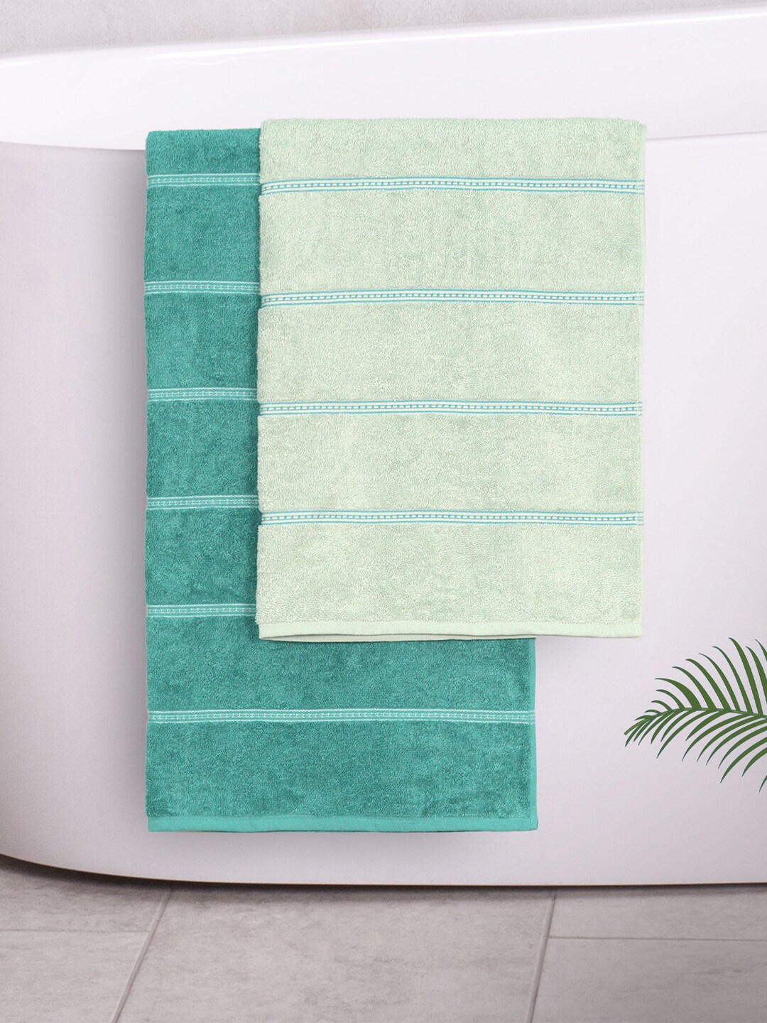 MYTRIDENT BOW ARROW Turquoise Blue Green 2 Pcs 500 GSM Cotton His Her Towel Set