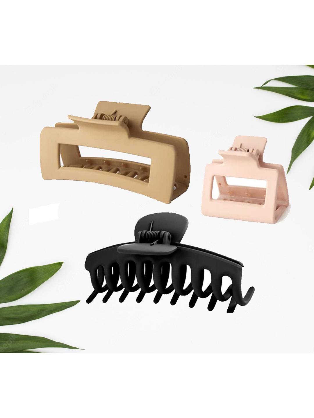 

VAGHBHATT Women Set of 3 Hair Claw Clip, Black