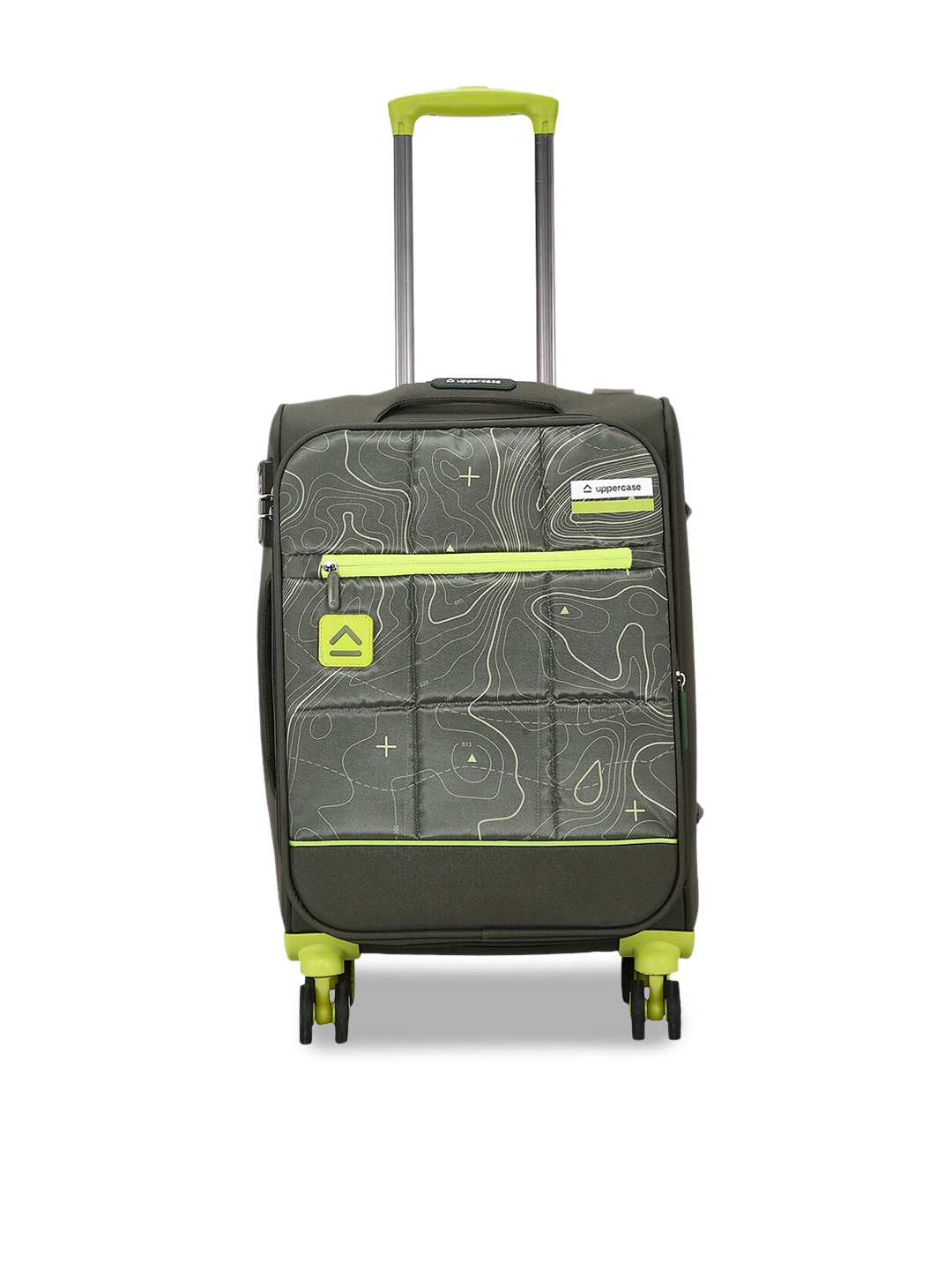 

uppercase Topo Printed Soft-Sided Medium Trolley Suitcase, Green