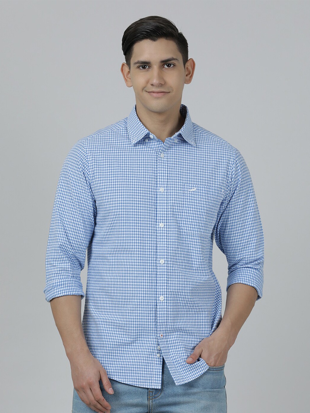 

Crocodile Men Checked Cotton Casual Shirt, Blue