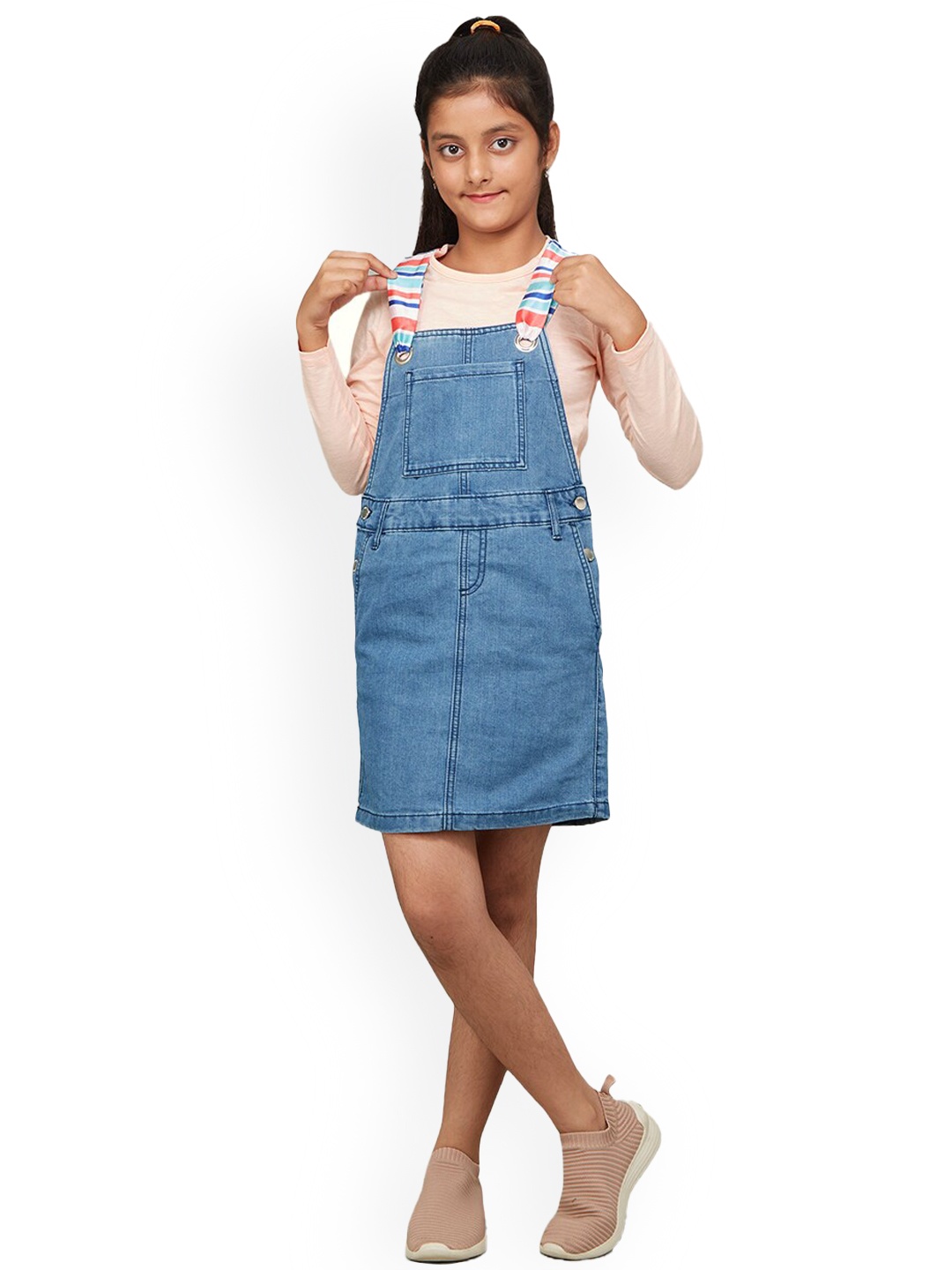 

Zalio Girls Pure Cotton Dungaree with T-Shirt, Blue