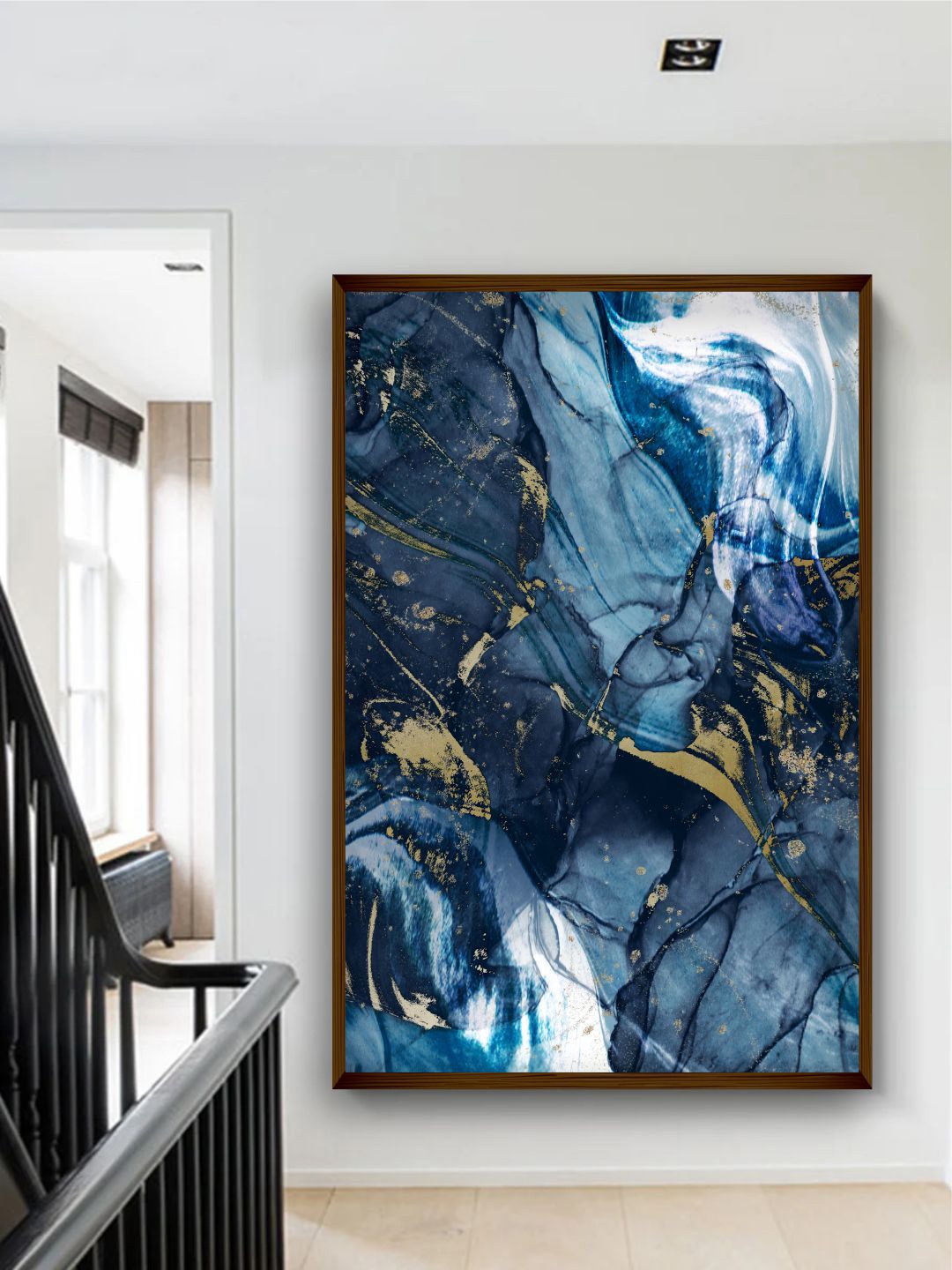 

The Art House Blue & White Abstract Painting Framed Wall Art