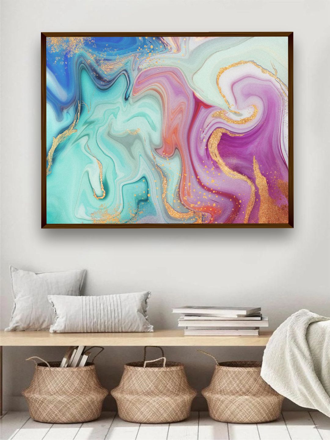 

The Art House Green & Purple Abstract Painting Framed Wall Art