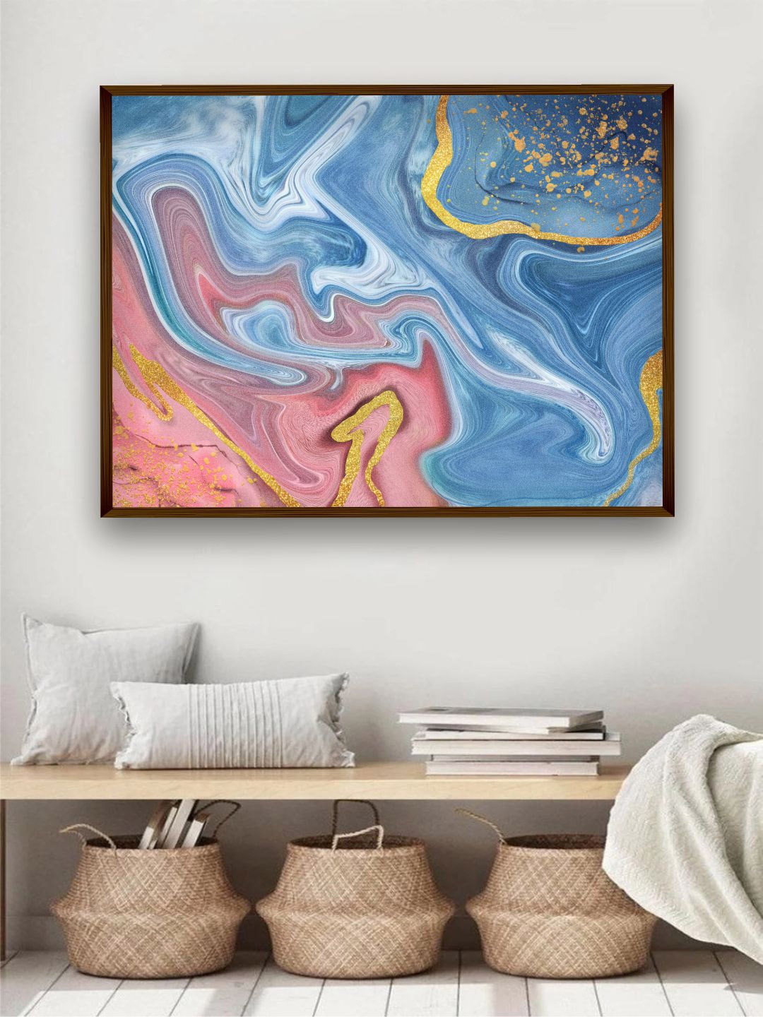 

The Art House Blue & Pink Abstract Painting Framed Wall Art