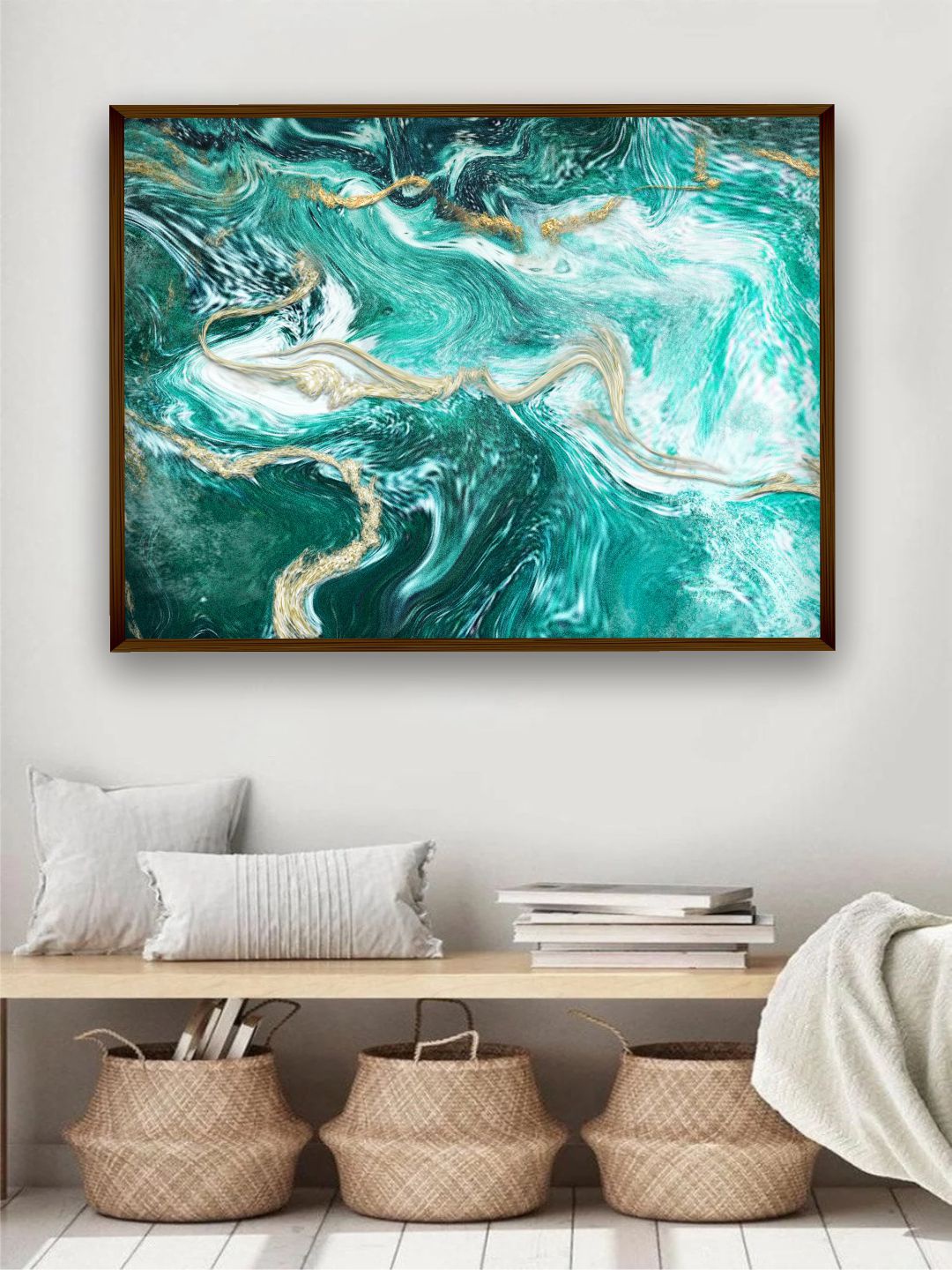 

The Art House Green & White Abstract Painting Wall Art