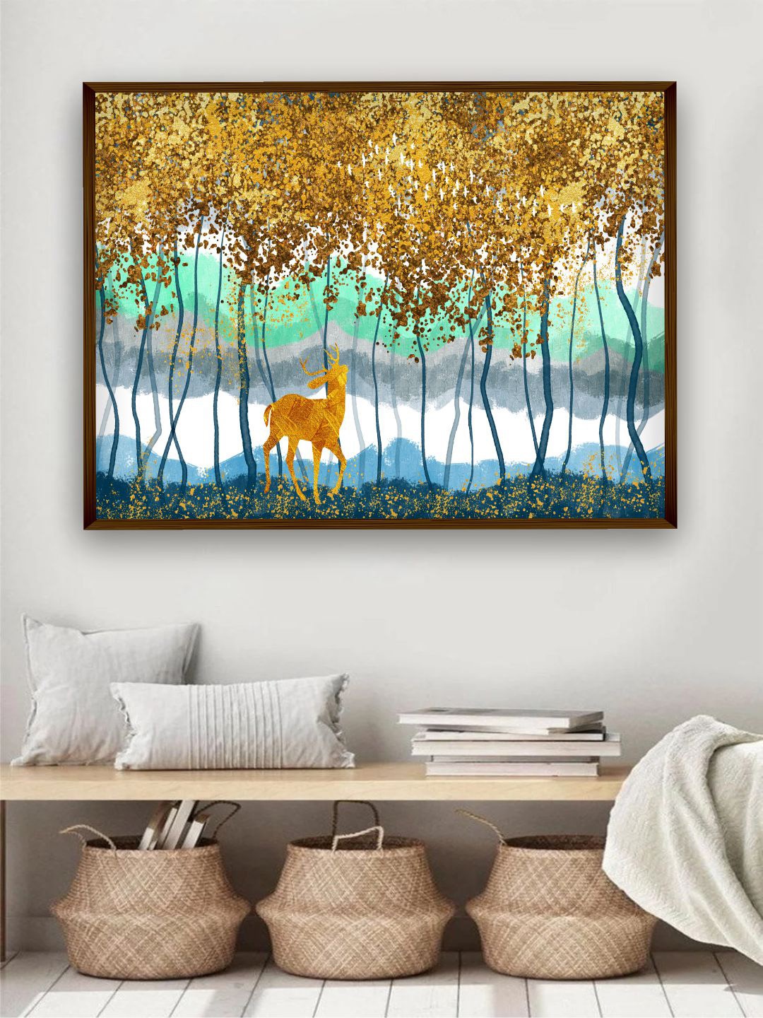

The Art House Yellow & Blue Abstract Painting Framed Wall Art