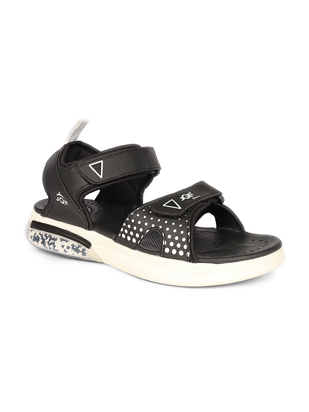 

JQR Men WEB-001 Printed Velcro Sports Sandals, Black