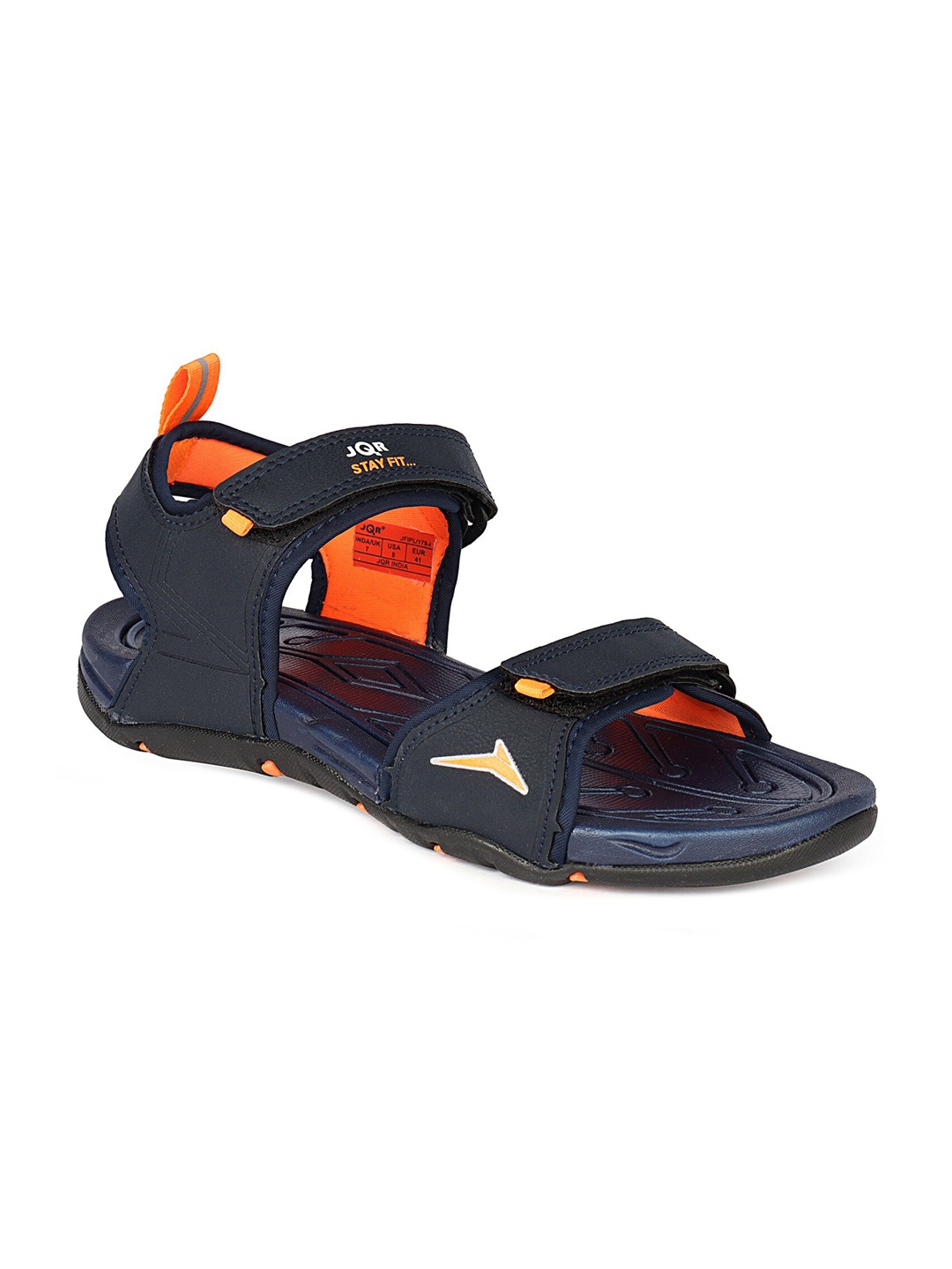 

JQR Men FLY-001 Printed Velcro Sports Sandals, Navy blue