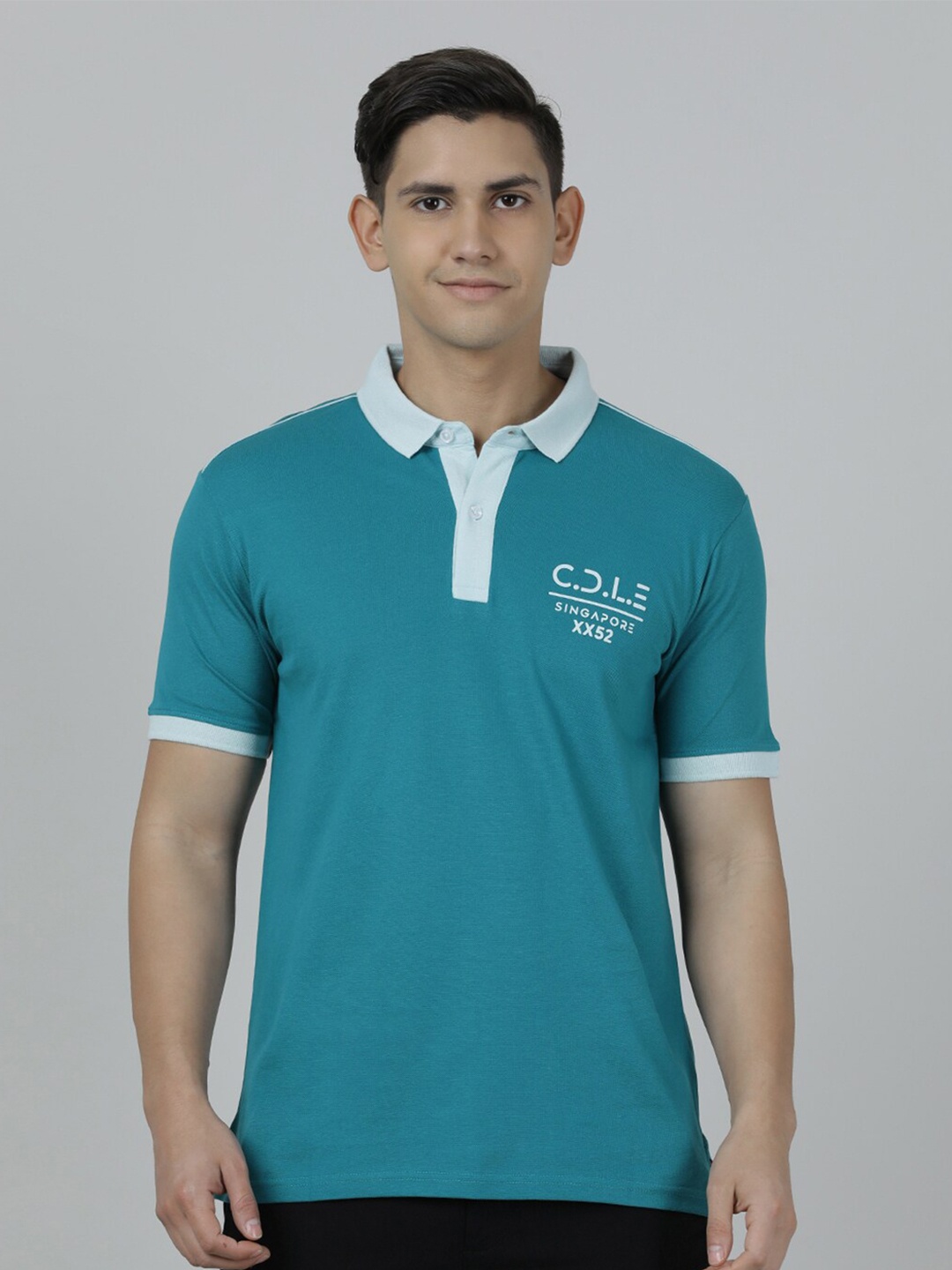 

Crocodile Polo Collar Slim Fit Cotton T-shirt, Teal