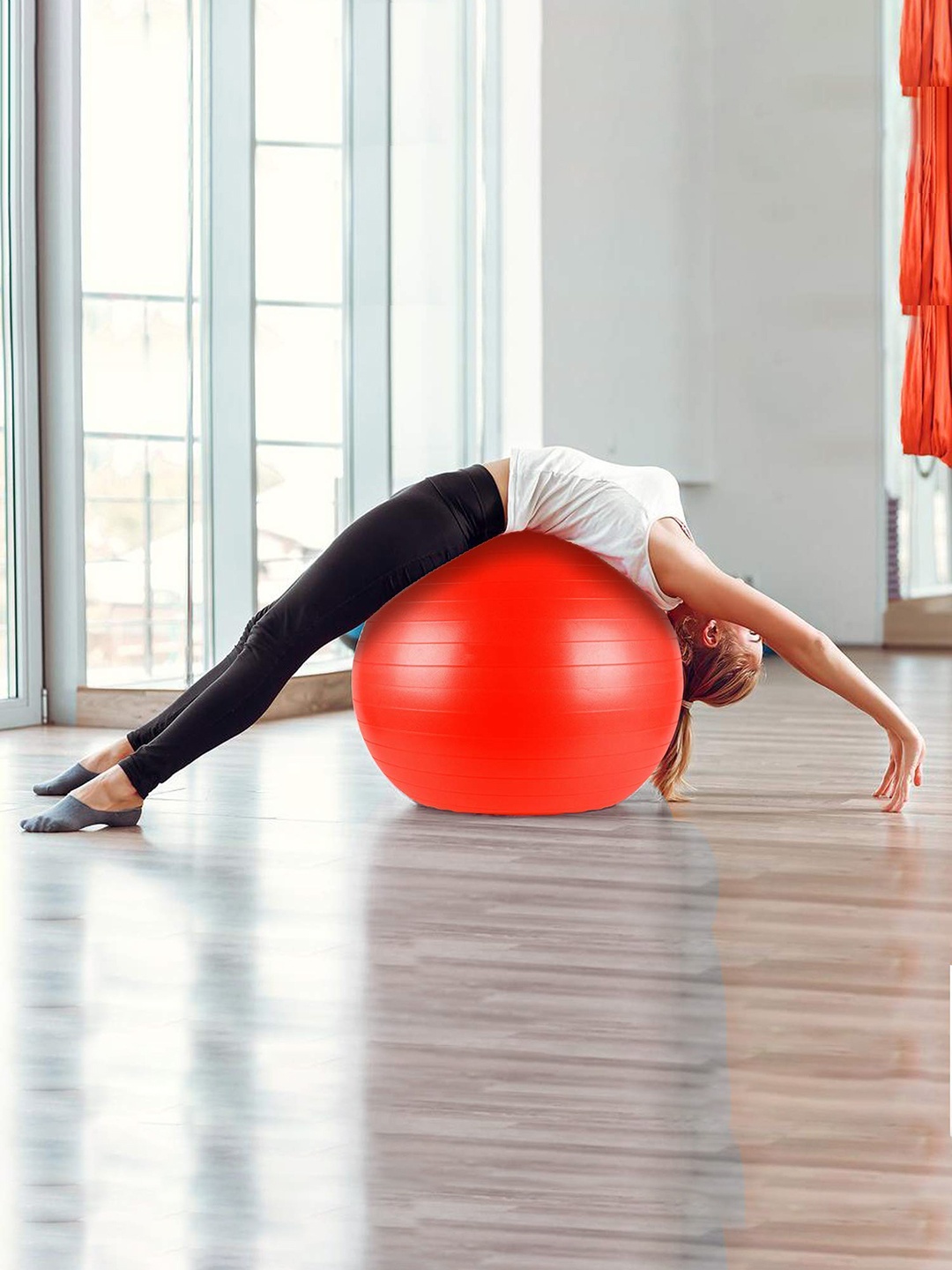 

ZEVORA Blue Anti-Burst Exercise Gym Anti-Slip Balance Stability Ball With Pump, Red