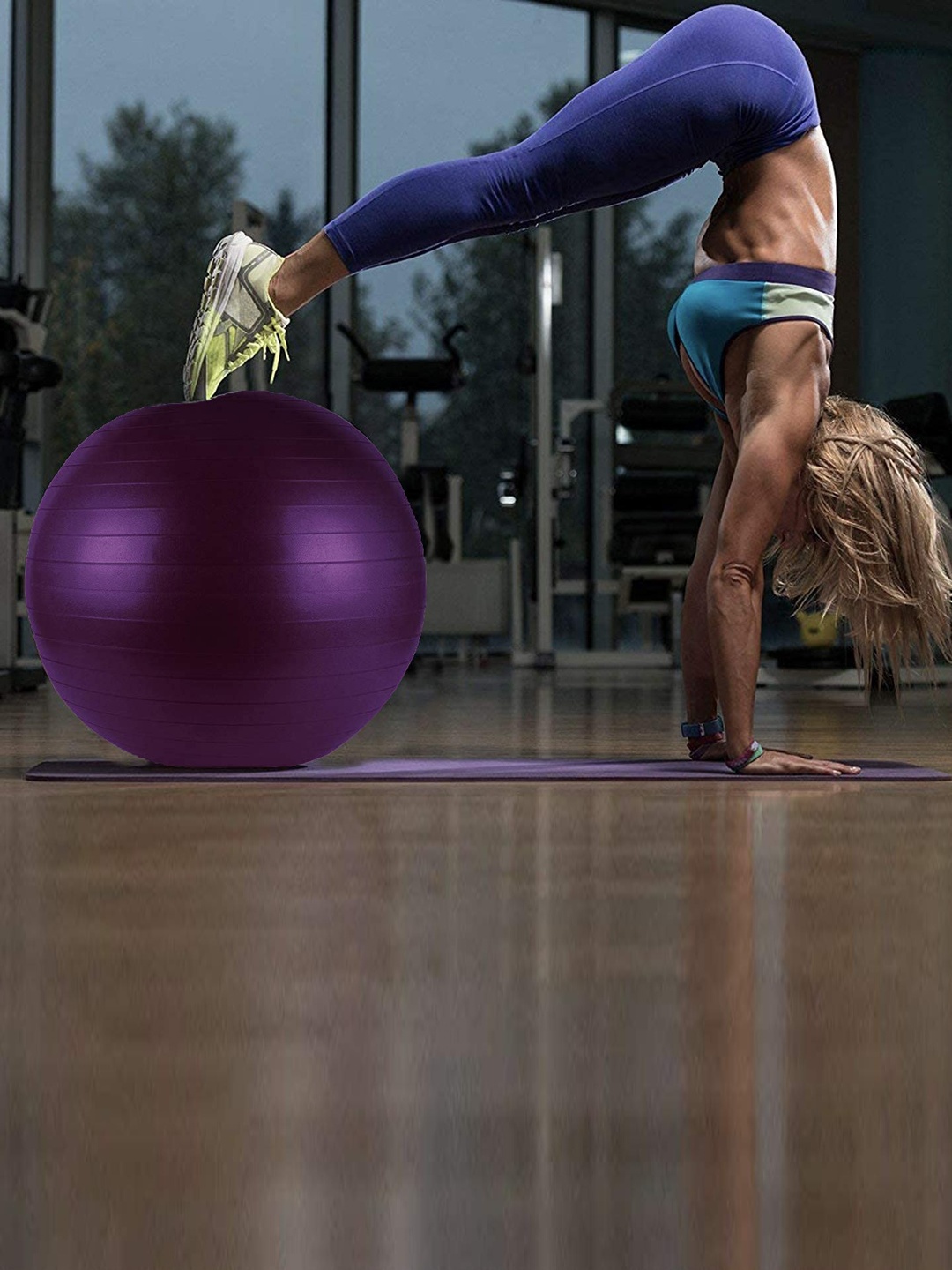 ZEVORA Blue Anti-Burst Exercise Gym Anti-Slip Balance Stability Ball With Pump, Purple
