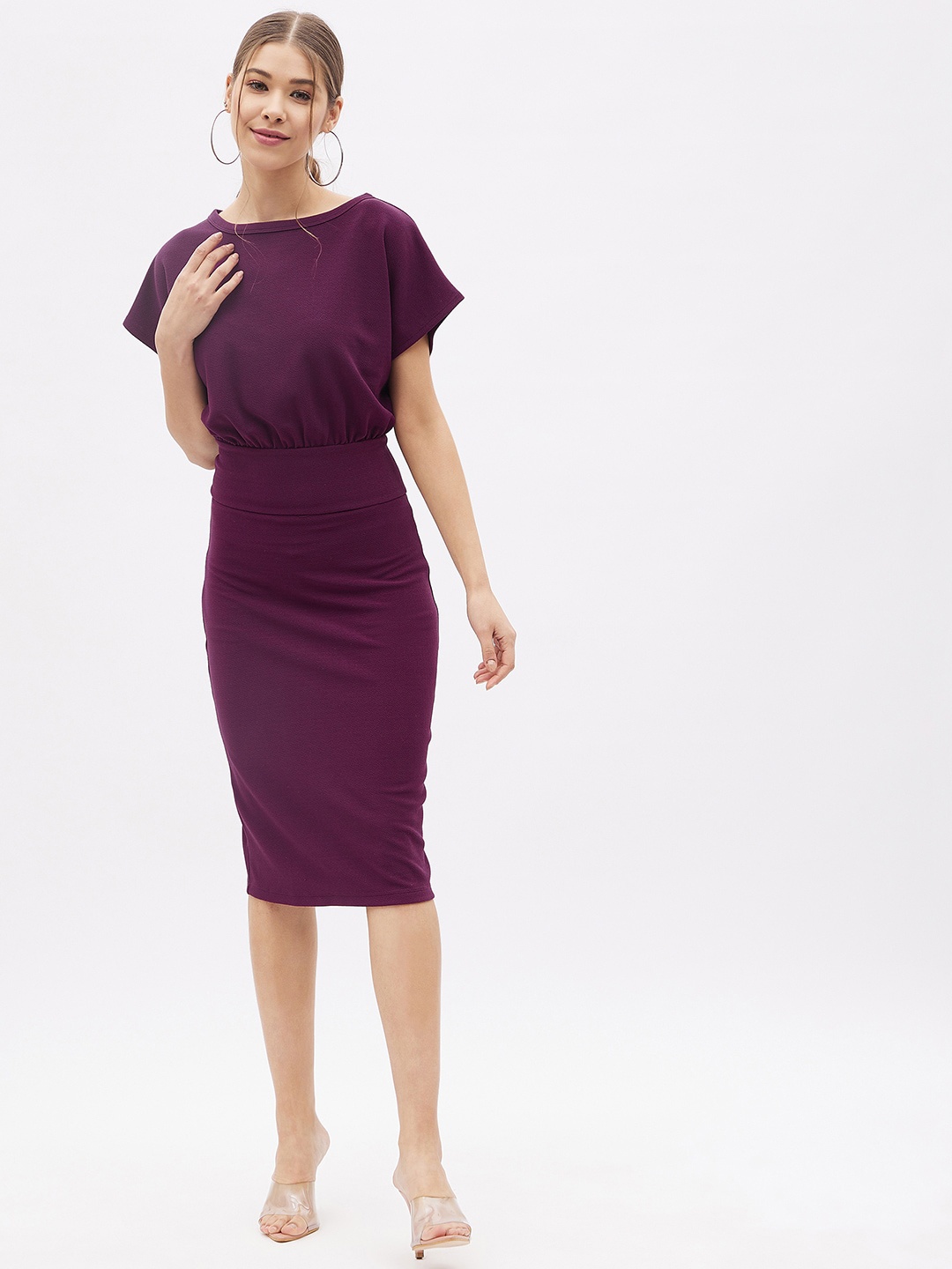 

Harpa Extended Sleeves Sheath Midi Dress, Purple