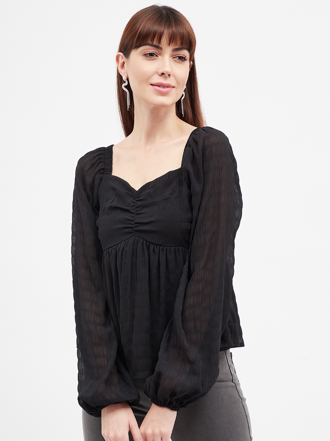 

Harpa Sweetheart Neck Empire Top, Black