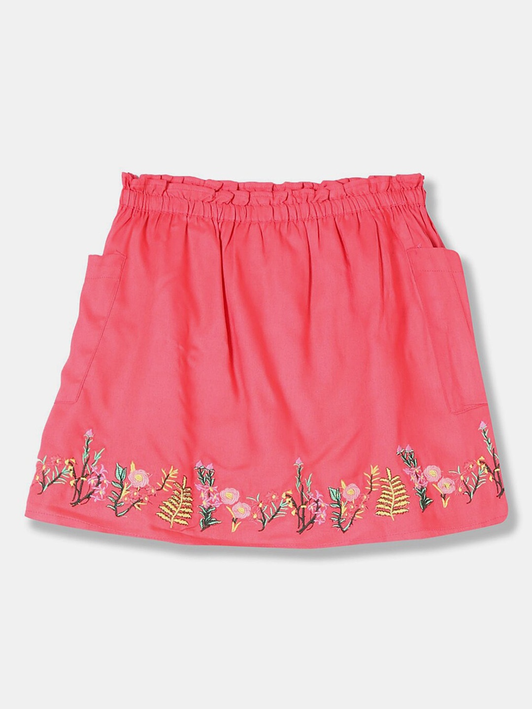 

V-Mart Girls Embroidered A-Line Pure Cotton Skirt, Pink