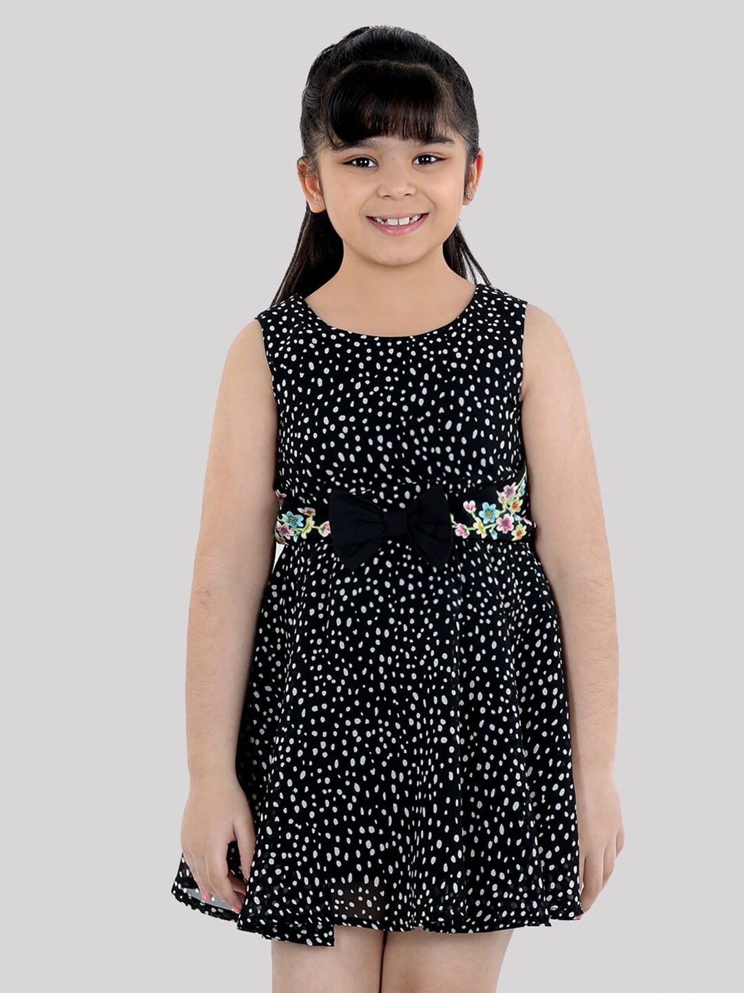 

Naughty Ninos Girls Printed Crepe Mini Dress, Black