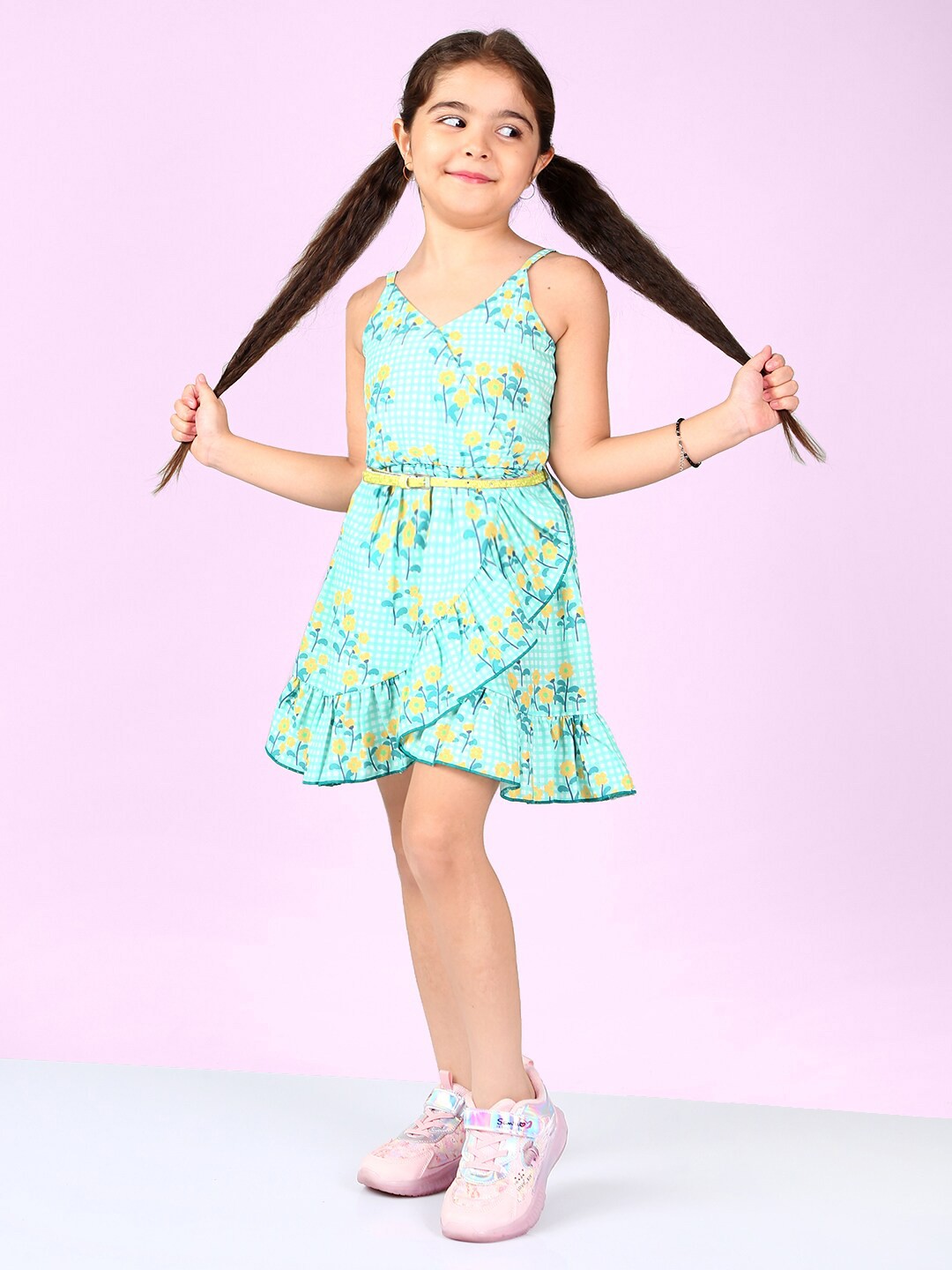 

Naughty Ninos Floral Printed Crepe Fit & Flare Dress, Green