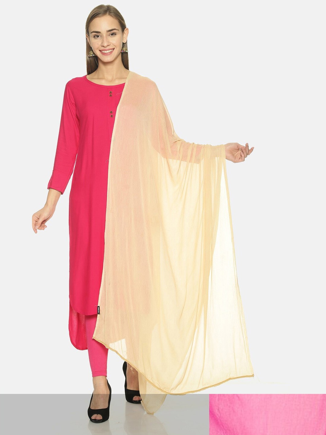 

TWIN BIRDS Pack of 2 Machine Weave Dupatta, Beige