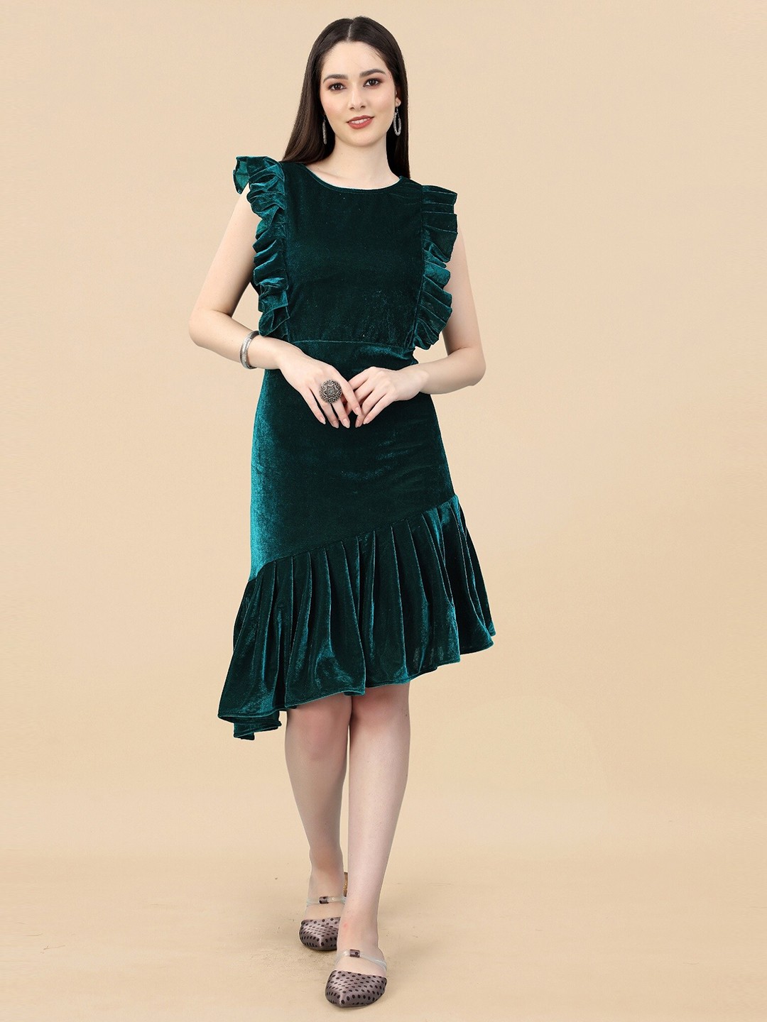

APNISHA Round Neck Sheath Dress, Teal