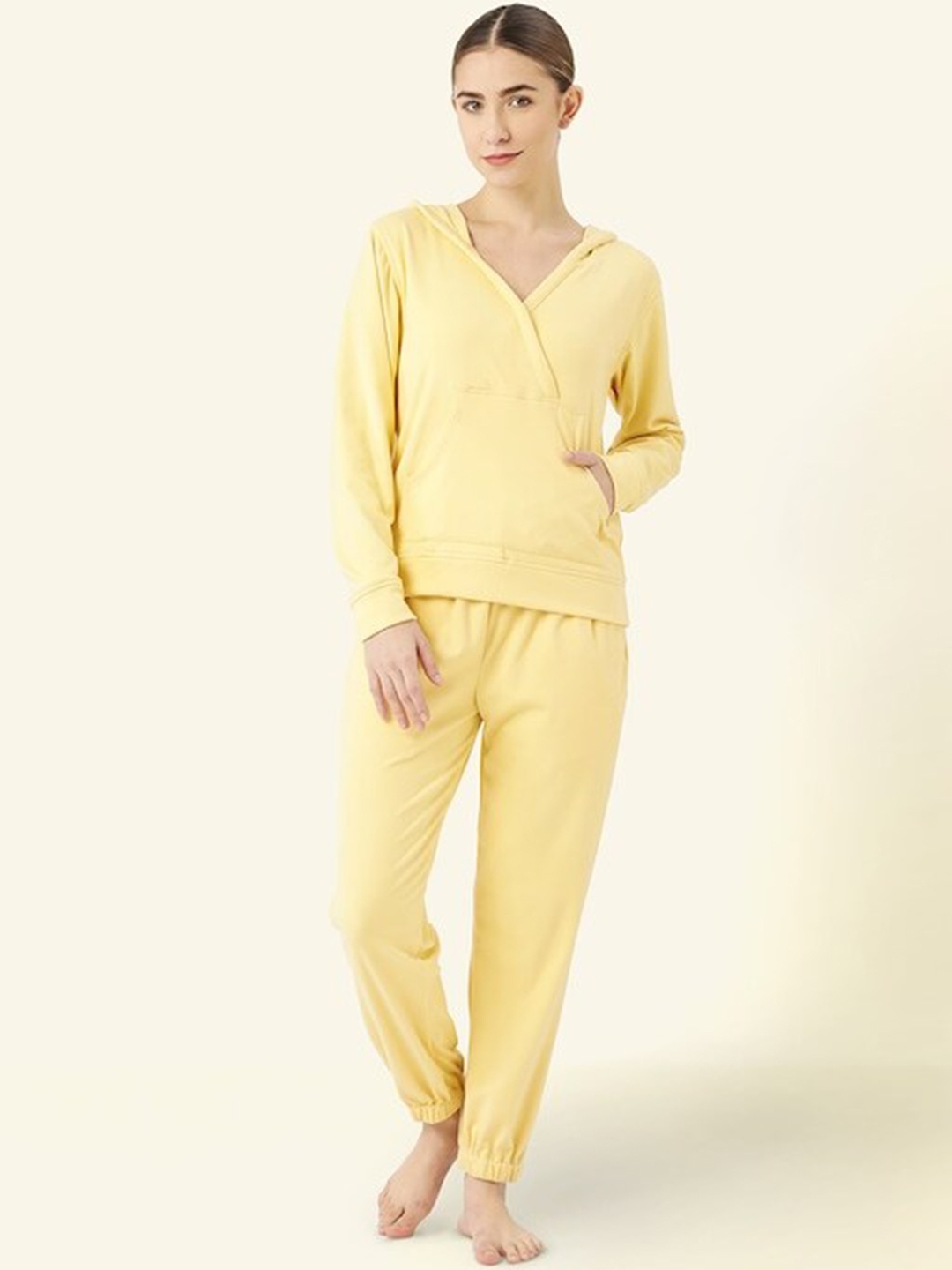 

LILL Women Hooded T-shirt & Trouser Co-Ords, Yellow
