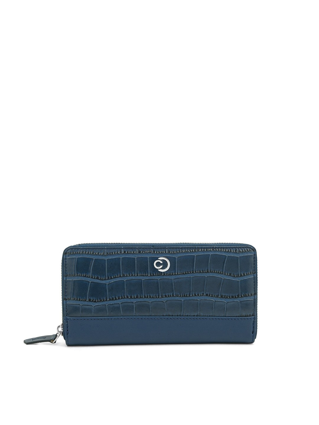 

Caprese Women Textured Leather Zip Around Wallet, Navy blue