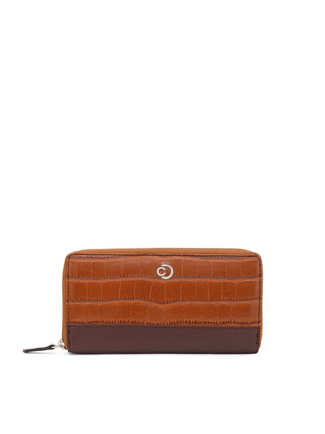 

Caprese Women Textured Leather Zip Around Wallet, Tan