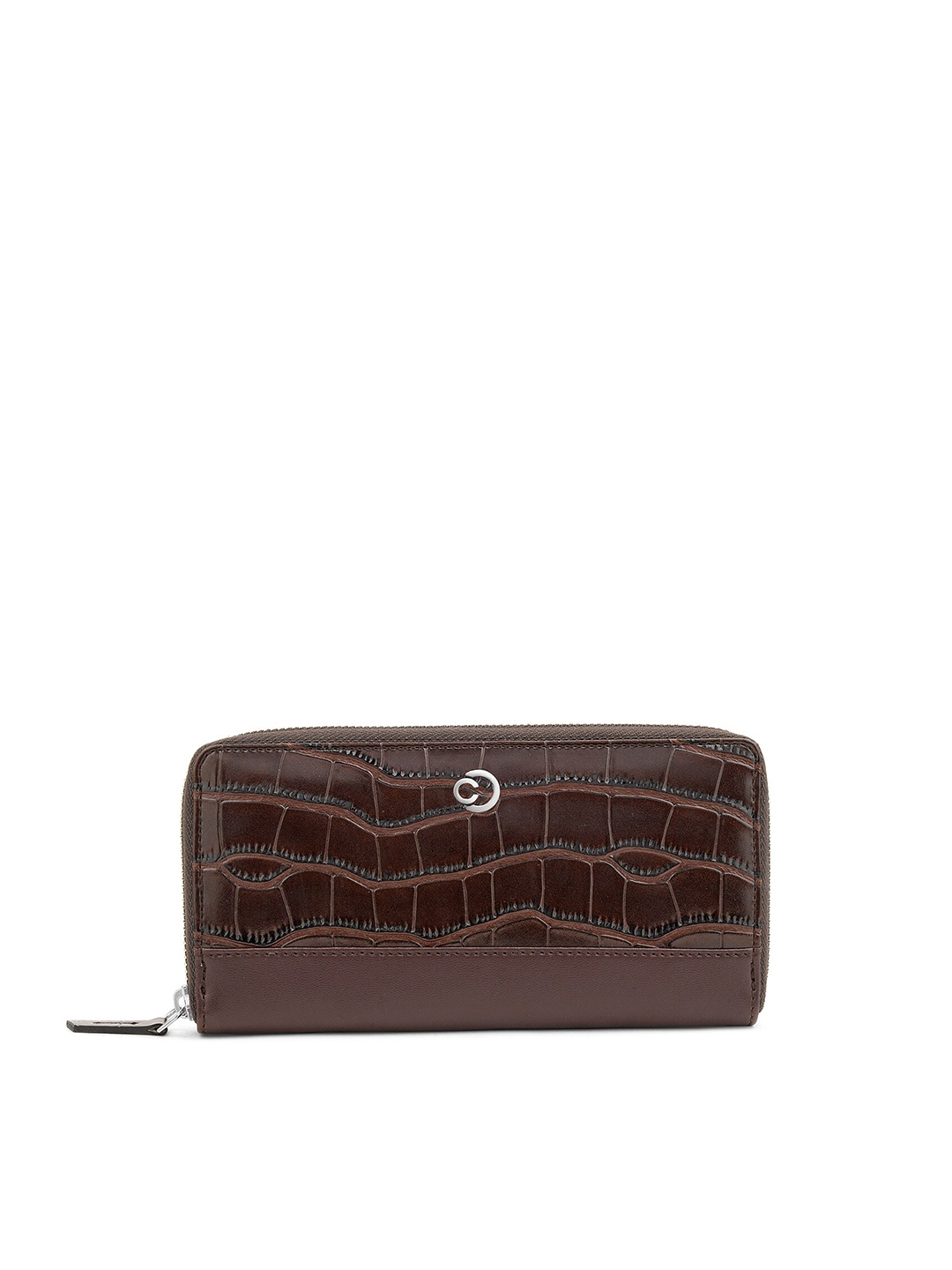 

Caprese Women Textured Leather Zip Around Wallet, Brown
