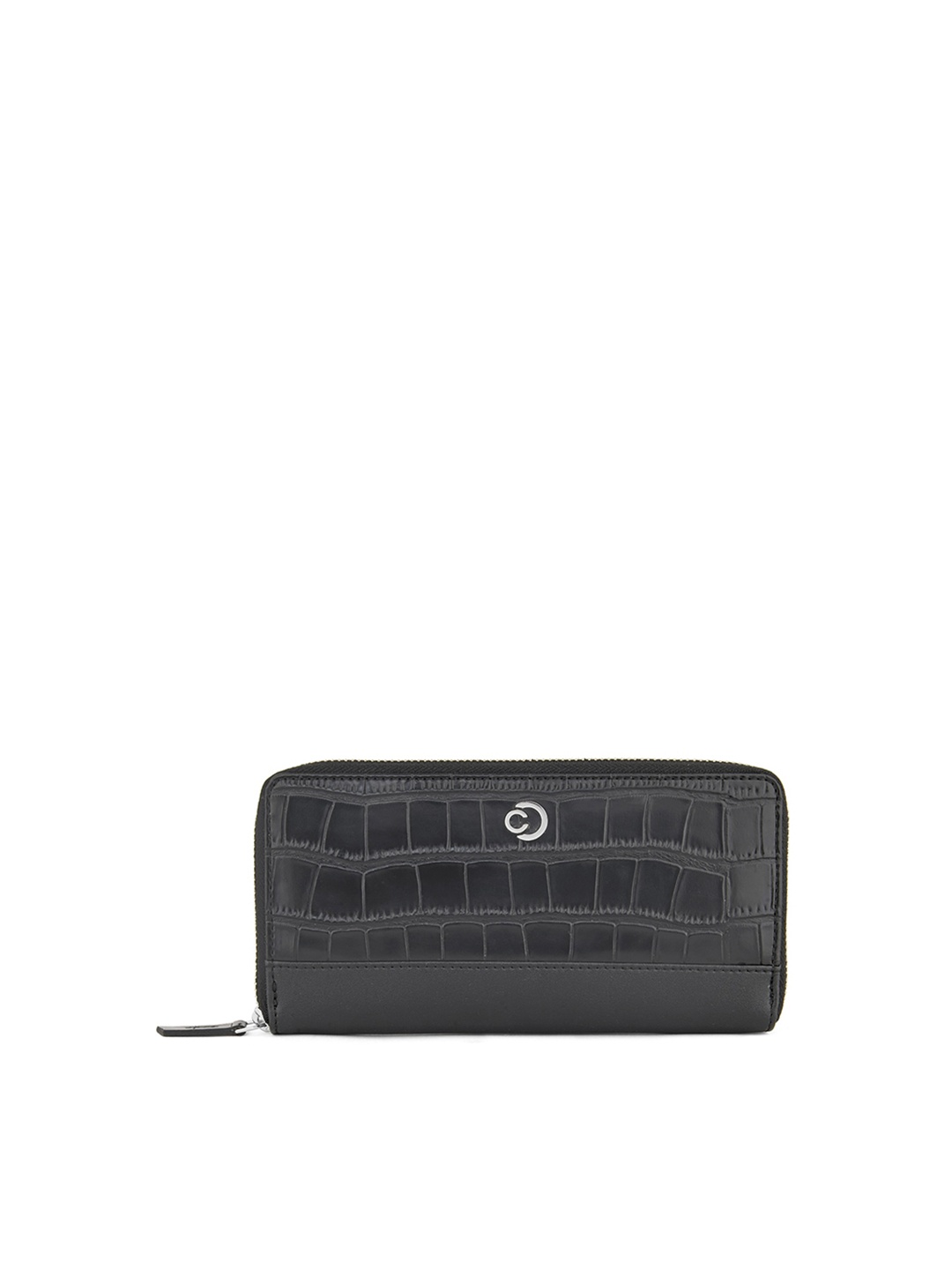 

Caprese Women Textured Leather Zip Around Wallet, Black