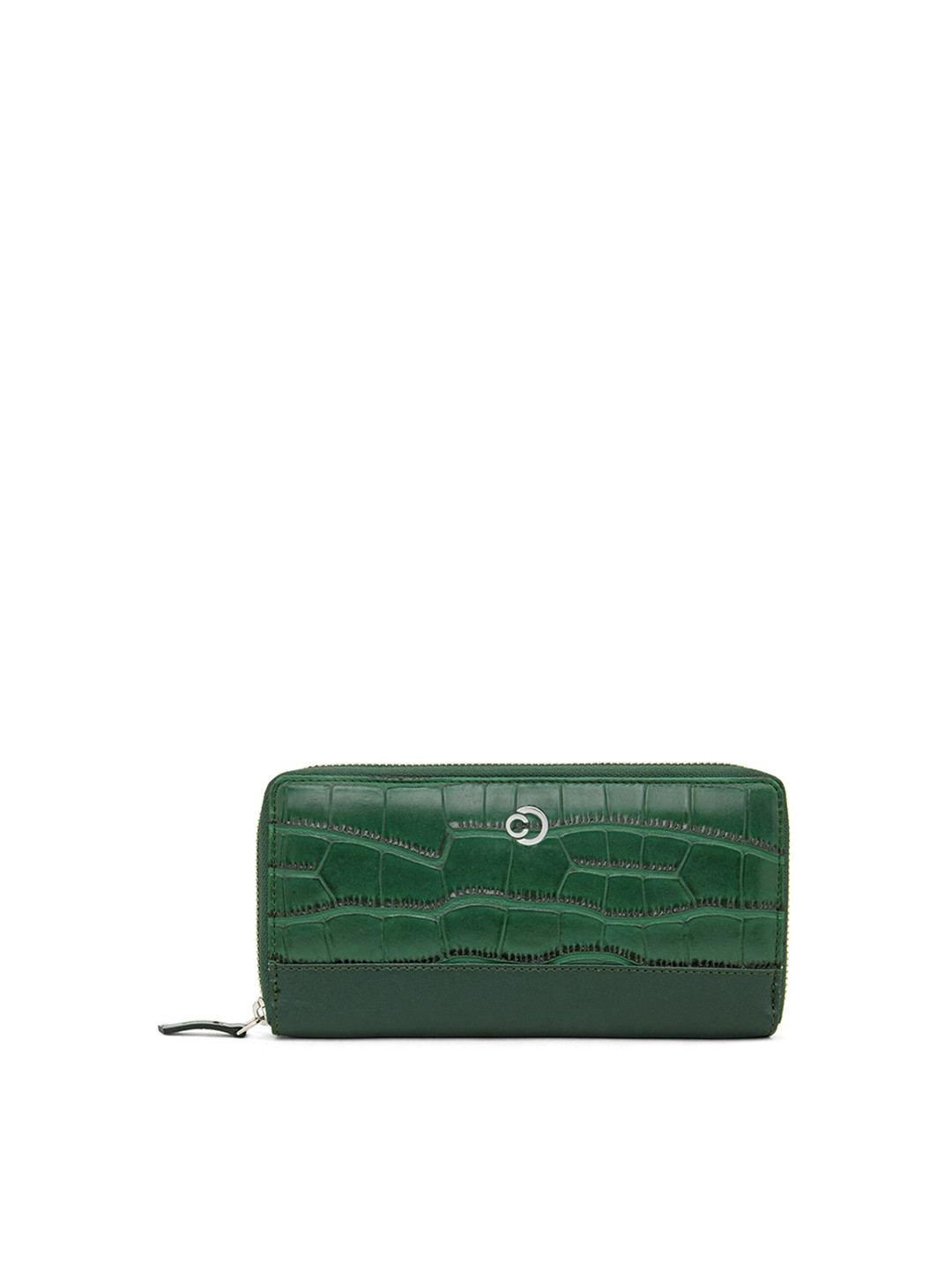 

Caprese Women Abstract Textured Leather Zip Around Wallet, Green