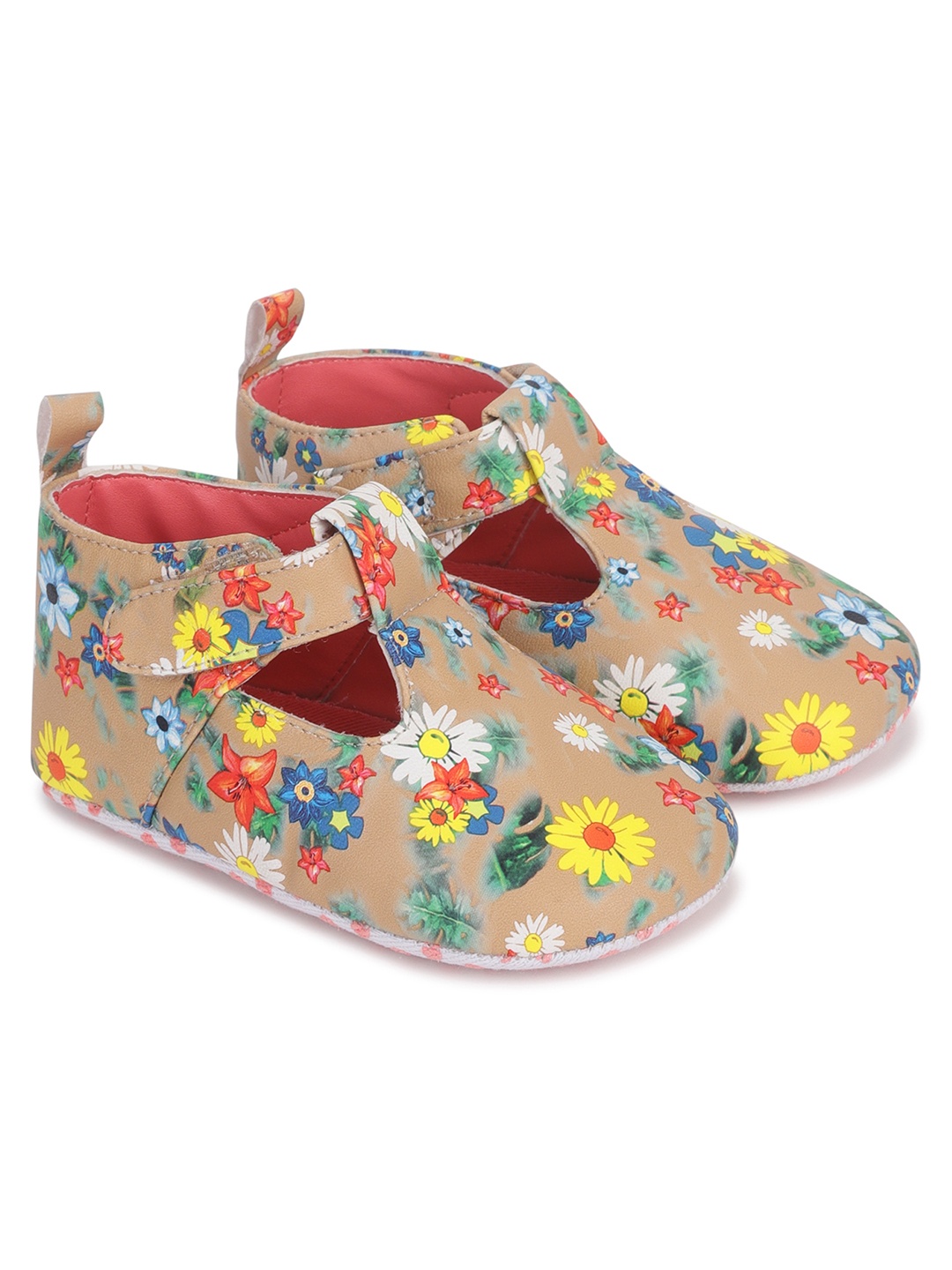 

mothercare Infant Girls Floral Print Mid-Top Pram Booties, Beige