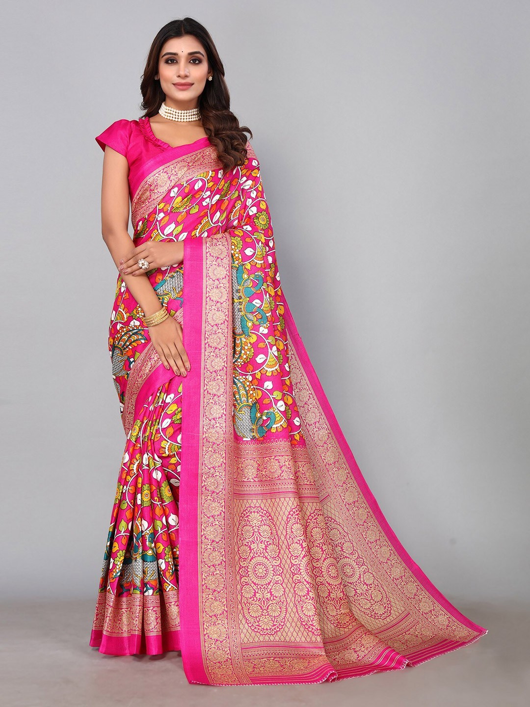 

KALINI Floral Printed Saree, Pink