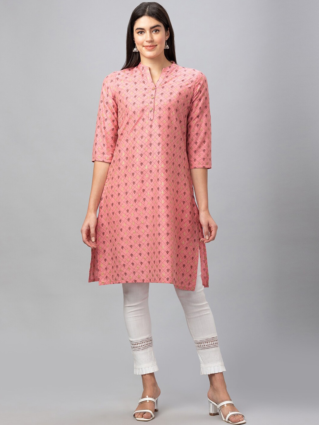 

Globus Women Floral Printed Kurta, Pink