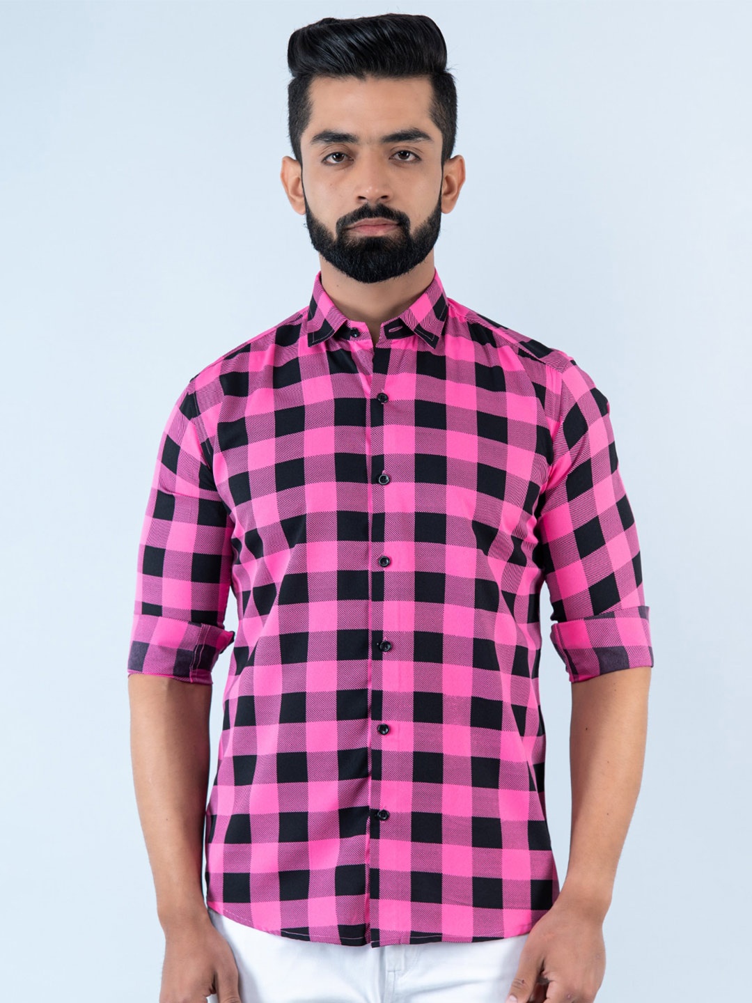 

Tistabene Men Buffalo Checked Casual Shirt, Pink