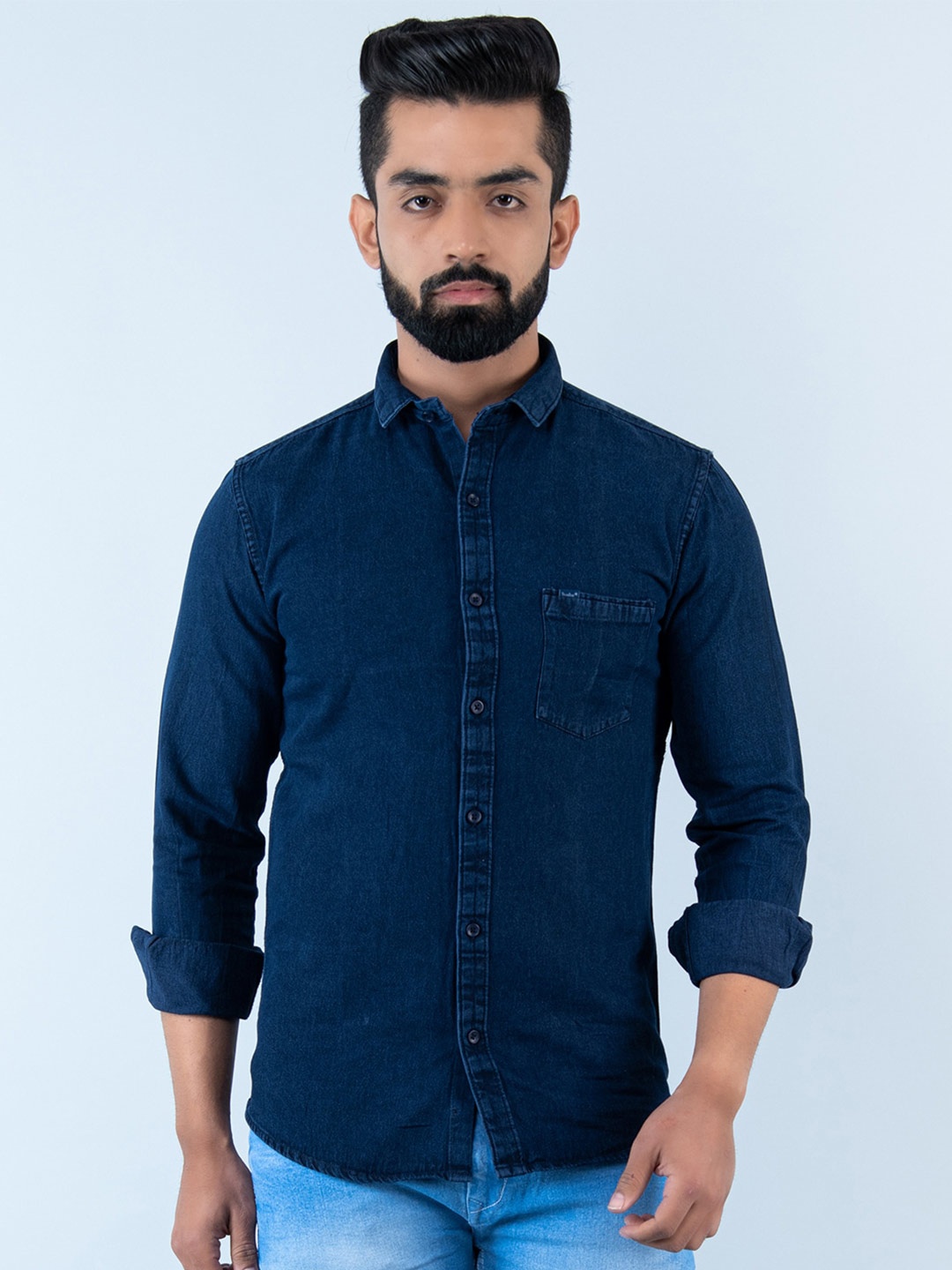 

Tistabene Spread Collar Casual Cotton Shirt, Navy blue