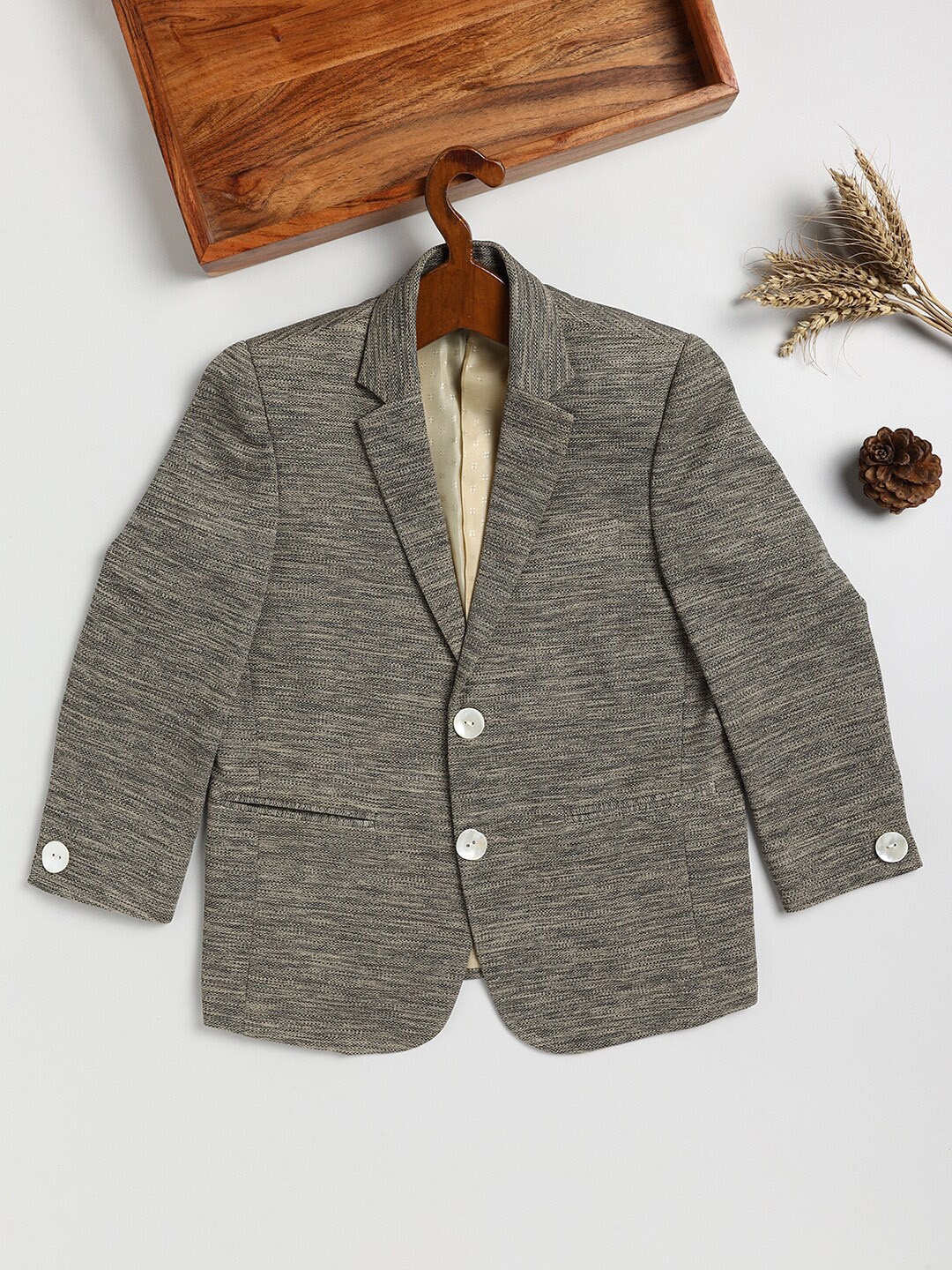 

JBN Creation Boys Self-Design Single-Breasted Blazers, Grey