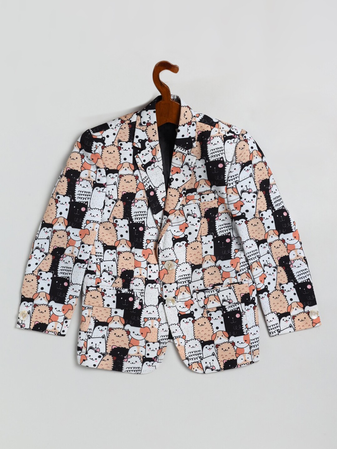 

JBN Creation Boys Printed Single-Breasted Blazer, White