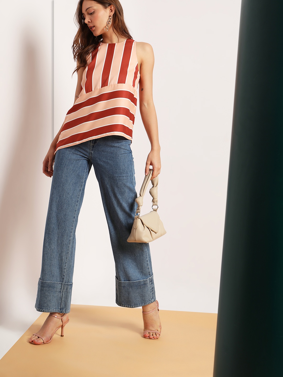 

Vero Moda Regular Striped Top, Peach