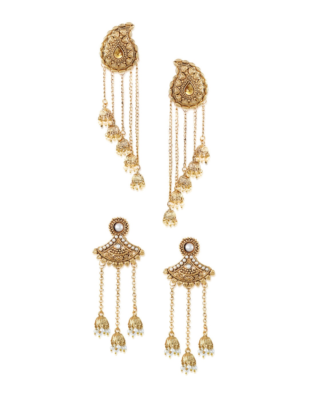 

Zaveri Pearls Set of 2 Gold-Plated Jhumkas