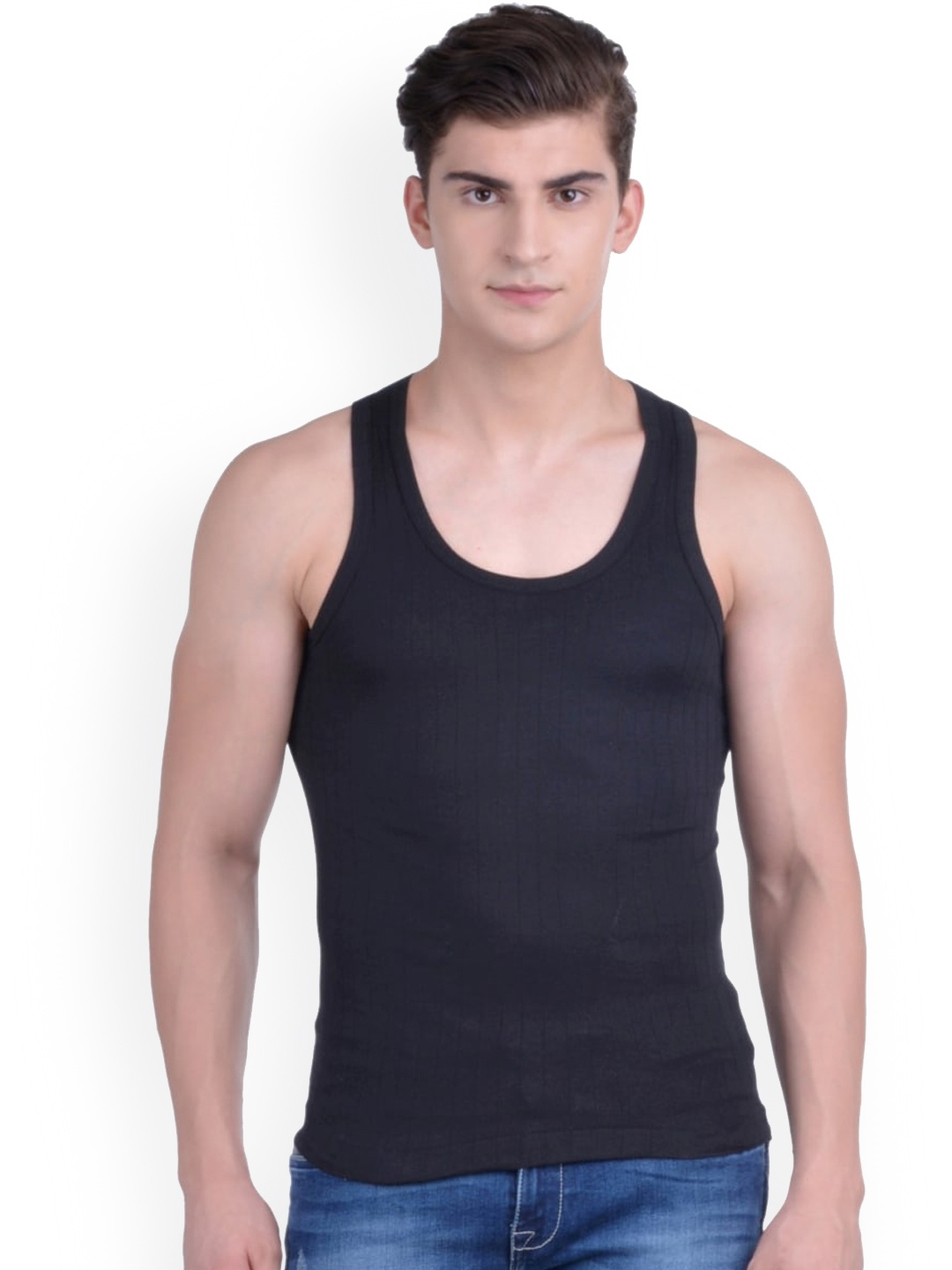 

Force NXT Men Pack Of 3 Super Combed Cotton Premium Vests, Black