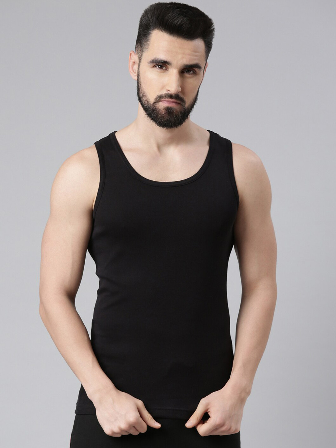 

Force NXT Men Pack Of 5 Cotton Vests, Black