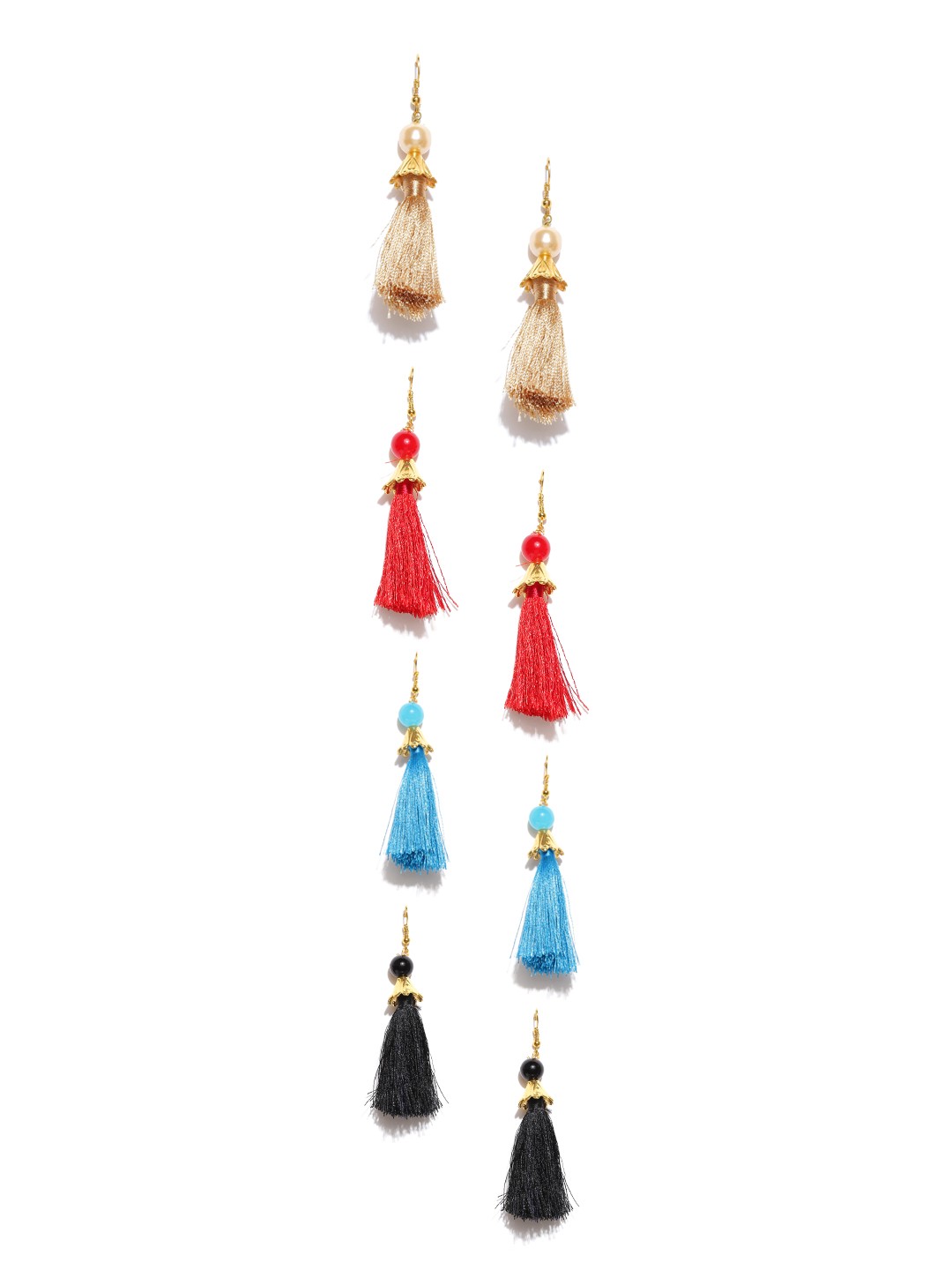 

Zaveri Pearls Set of 4 Tasseled Drop Earrings, Multi